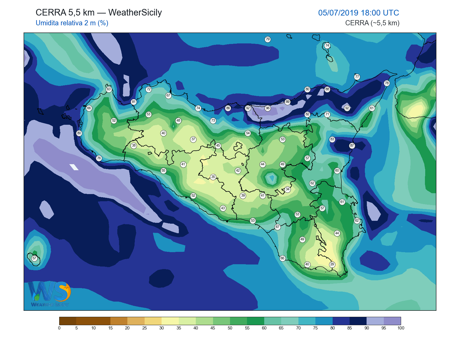 Umidità relativa 2 m · 2019070518