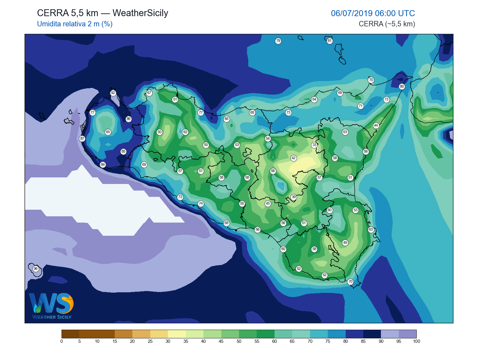 Umidità relativa 2 m · 2019070606