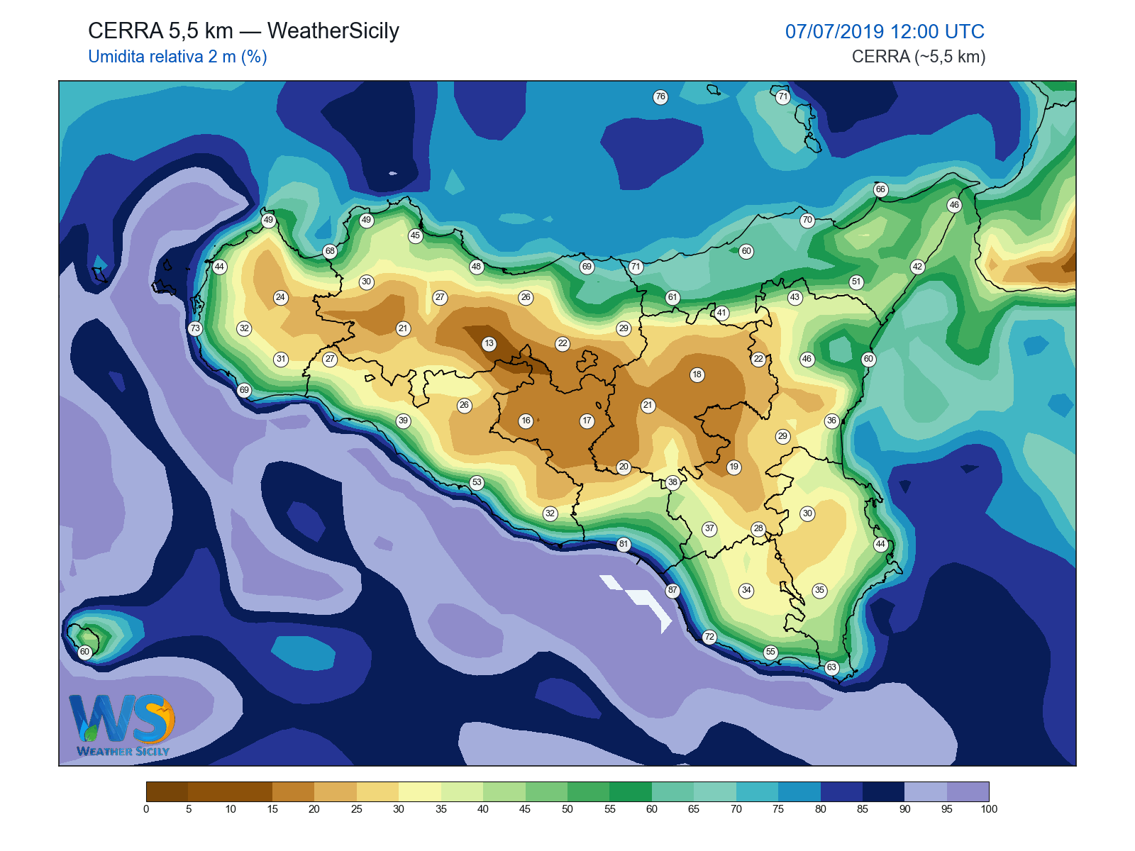 Umidità relativa 2 m · 2019070712