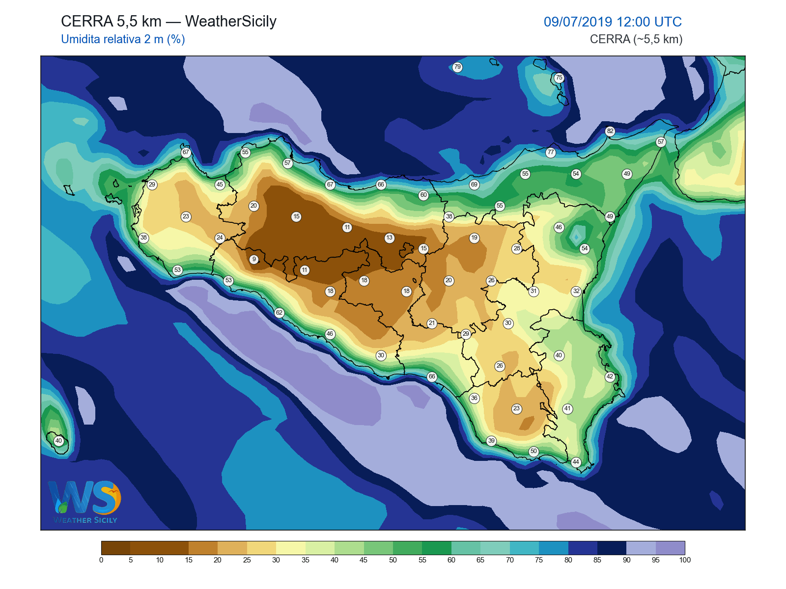 Umidità relativa 2 m · 2019070912