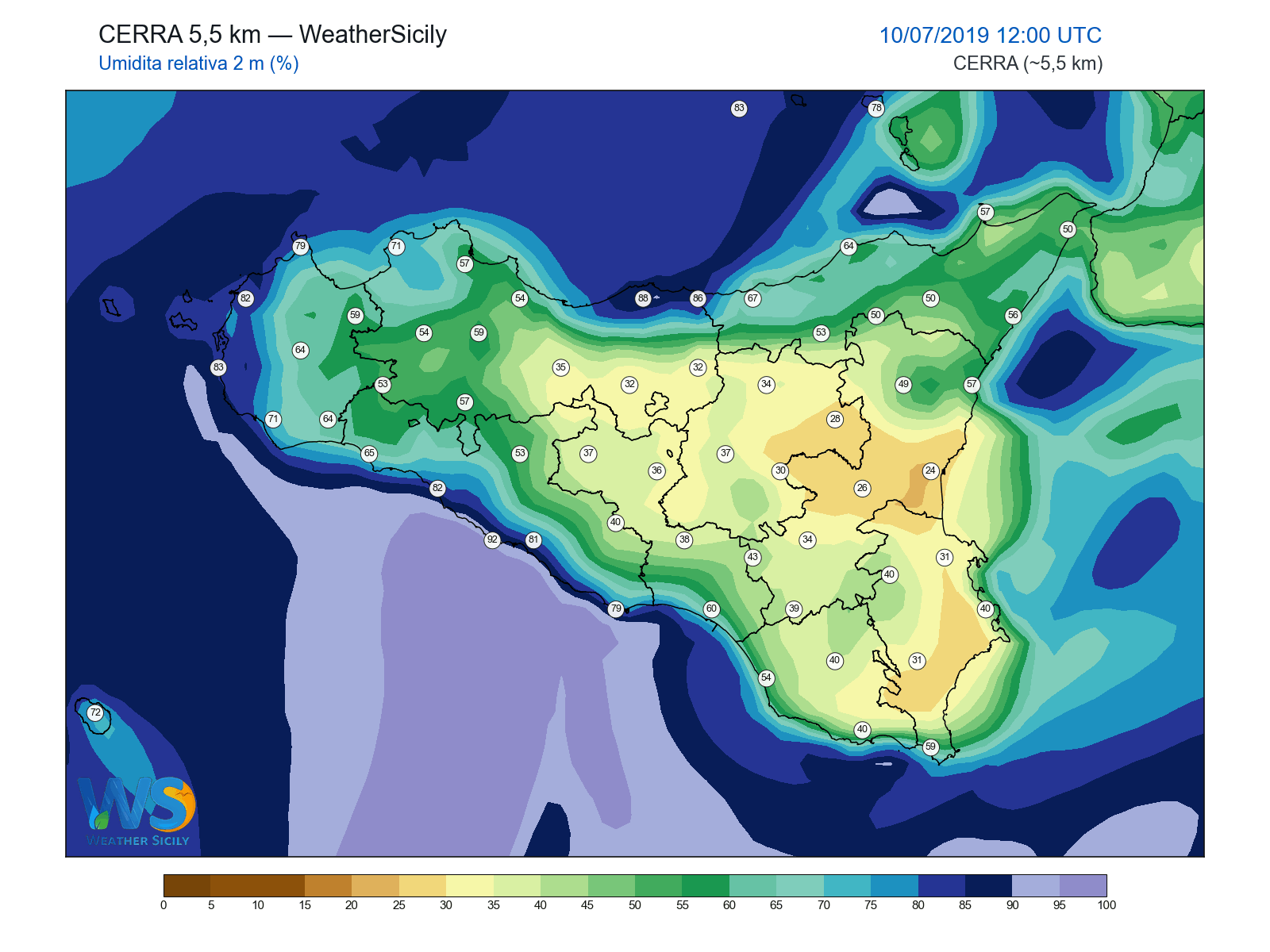 Umidità relativa 2 m · 2019071012
