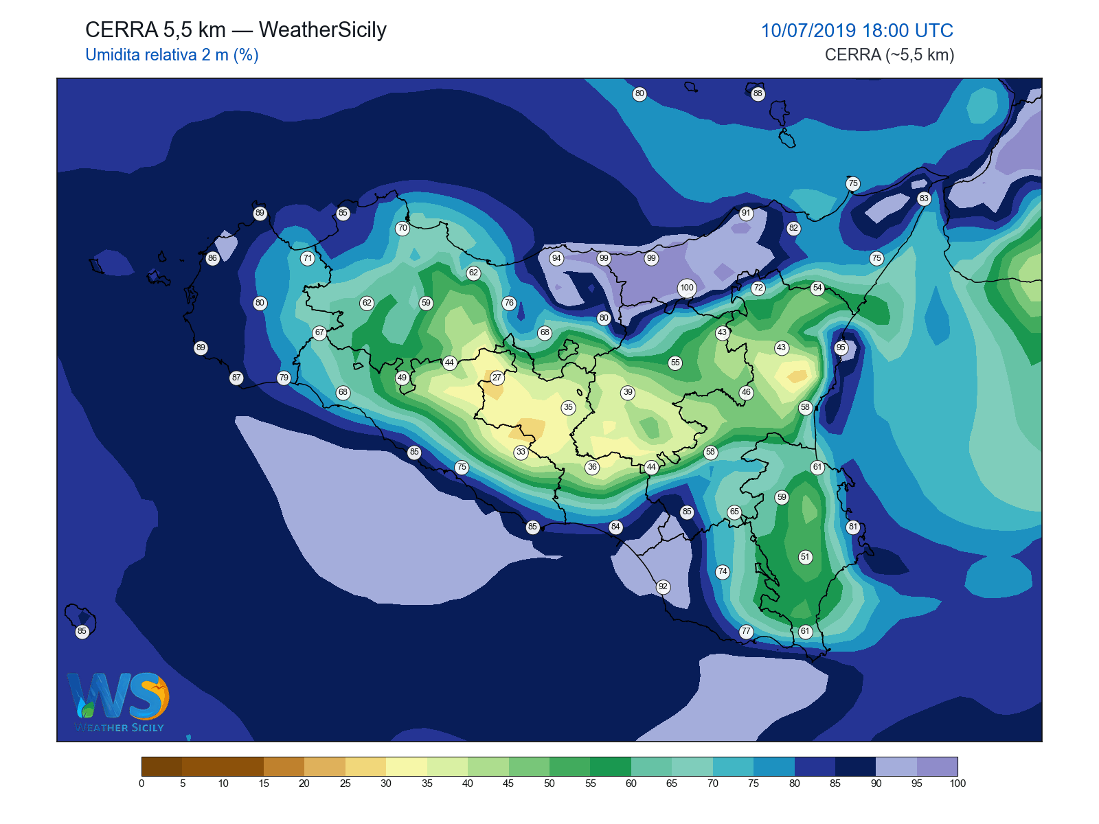 Umidità relativa 2 m · 2019071018