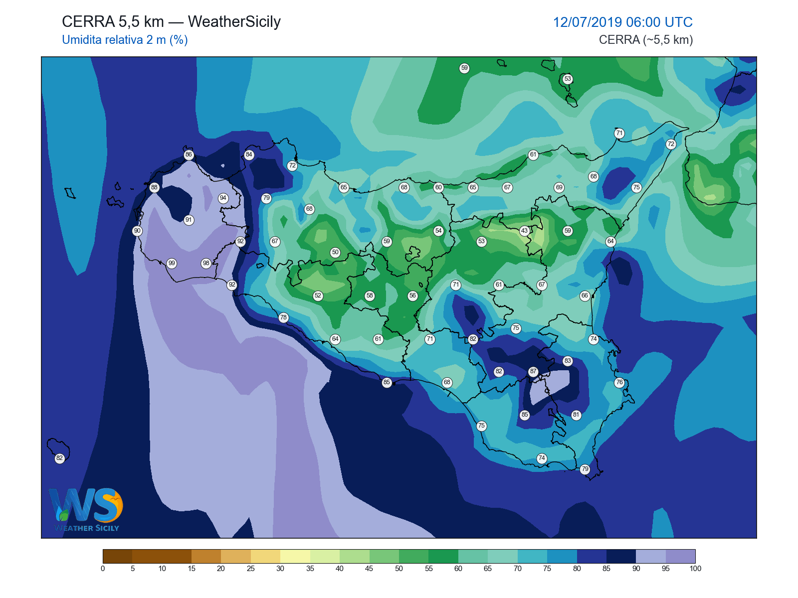 Umidità relativa 2 m · 2019071206