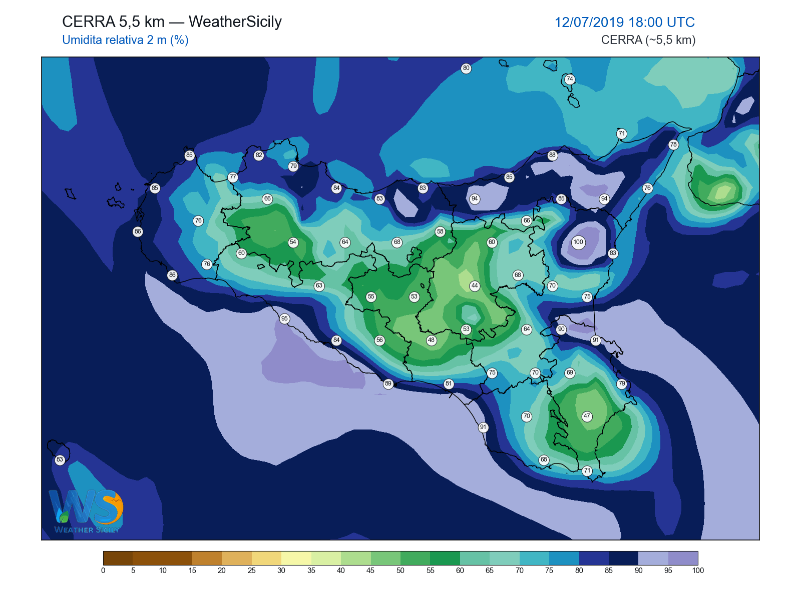 Umidità relativa 2 m · 2019071218