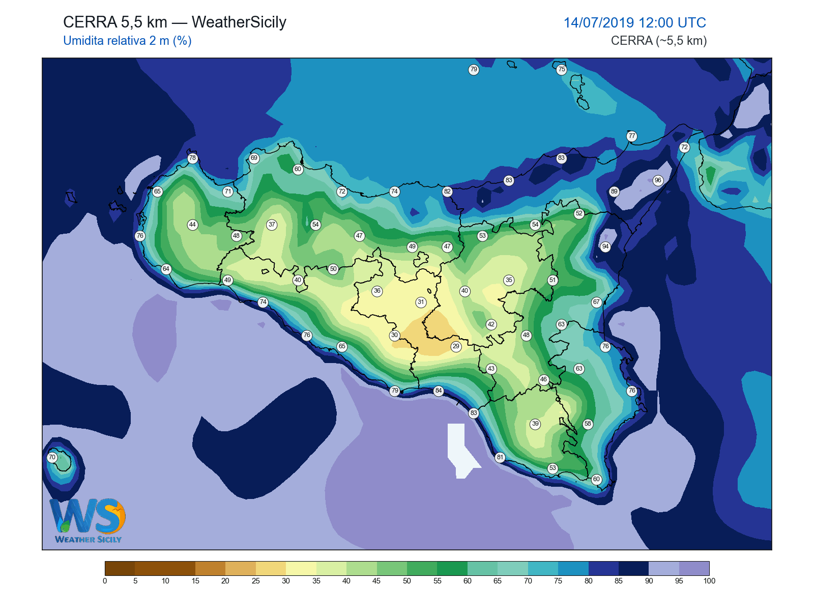 Umidità relativa 2 m · 2019071412