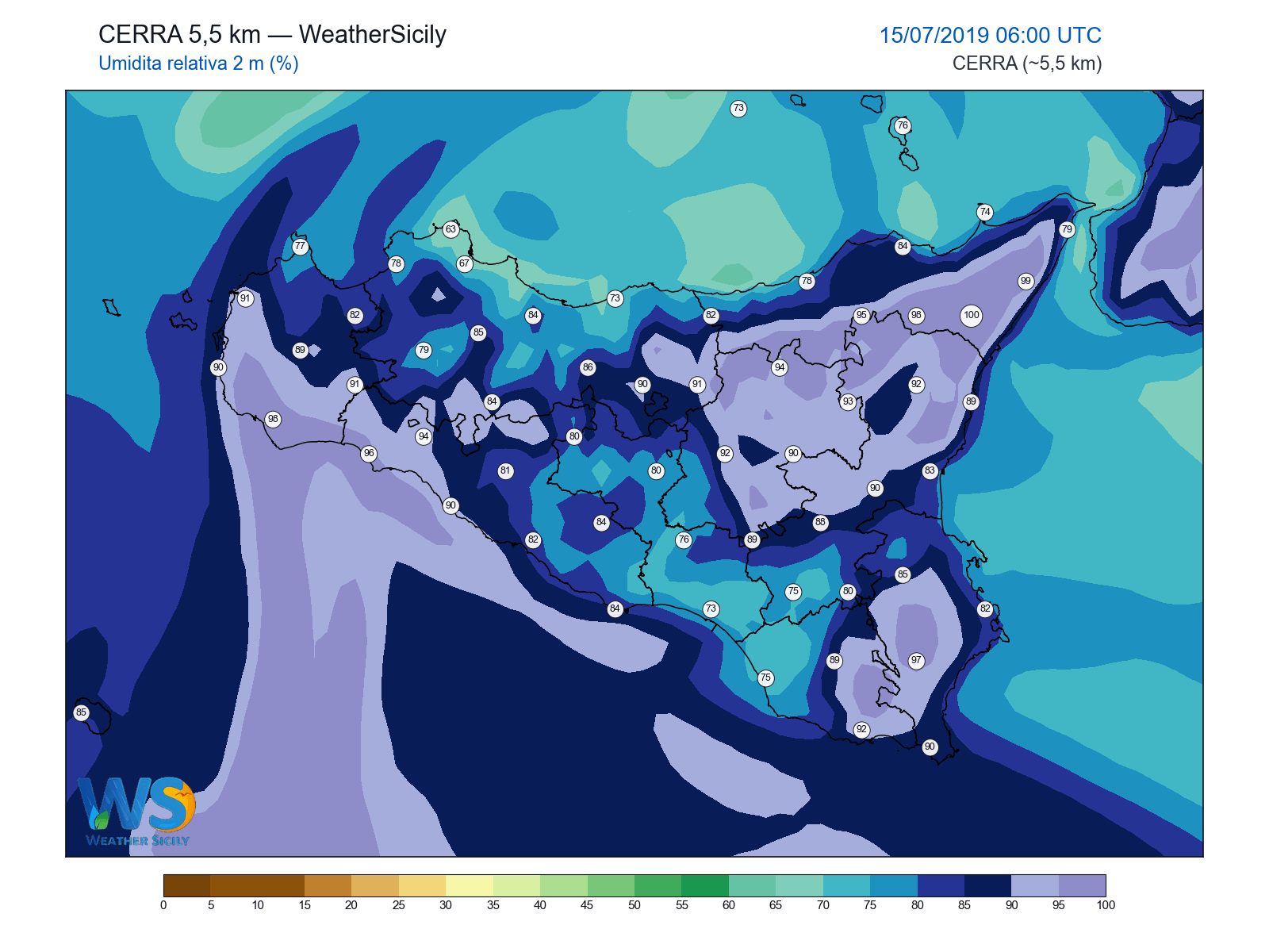 Umidità relativa 2 m · 2019071506