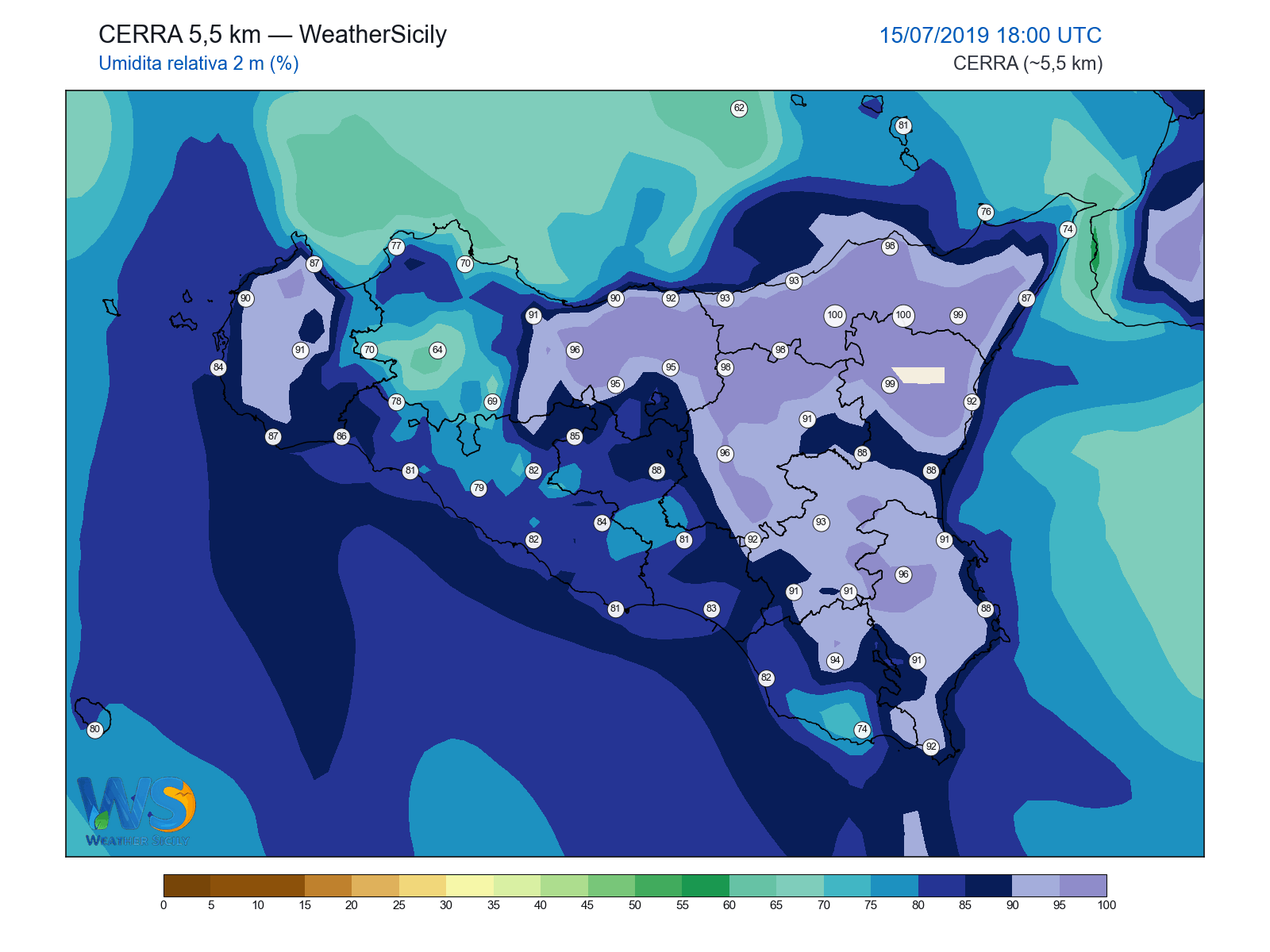 Umidità relativa 2 m · 2019071518