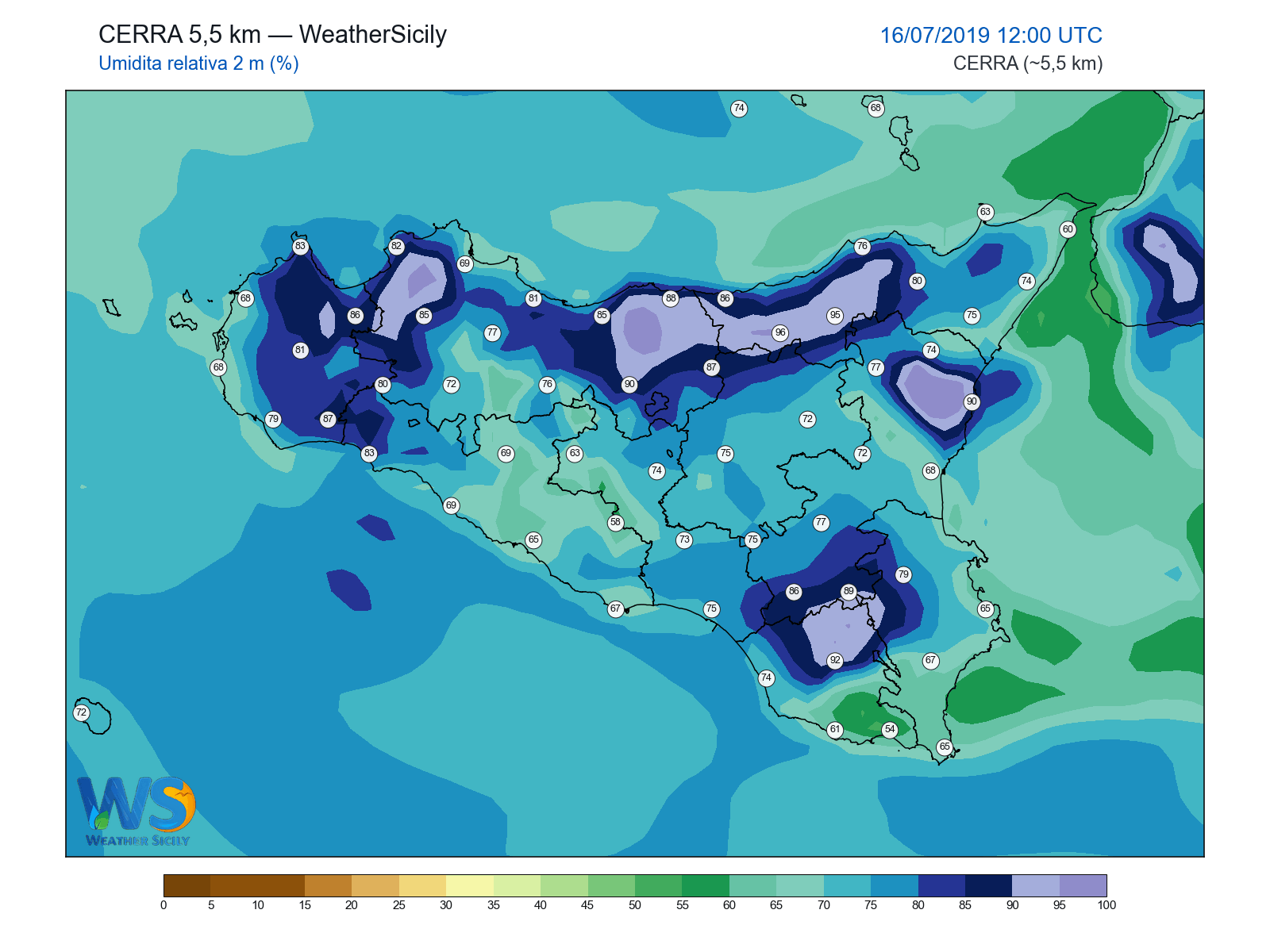 Umidità relativa 2 m · 2019071612