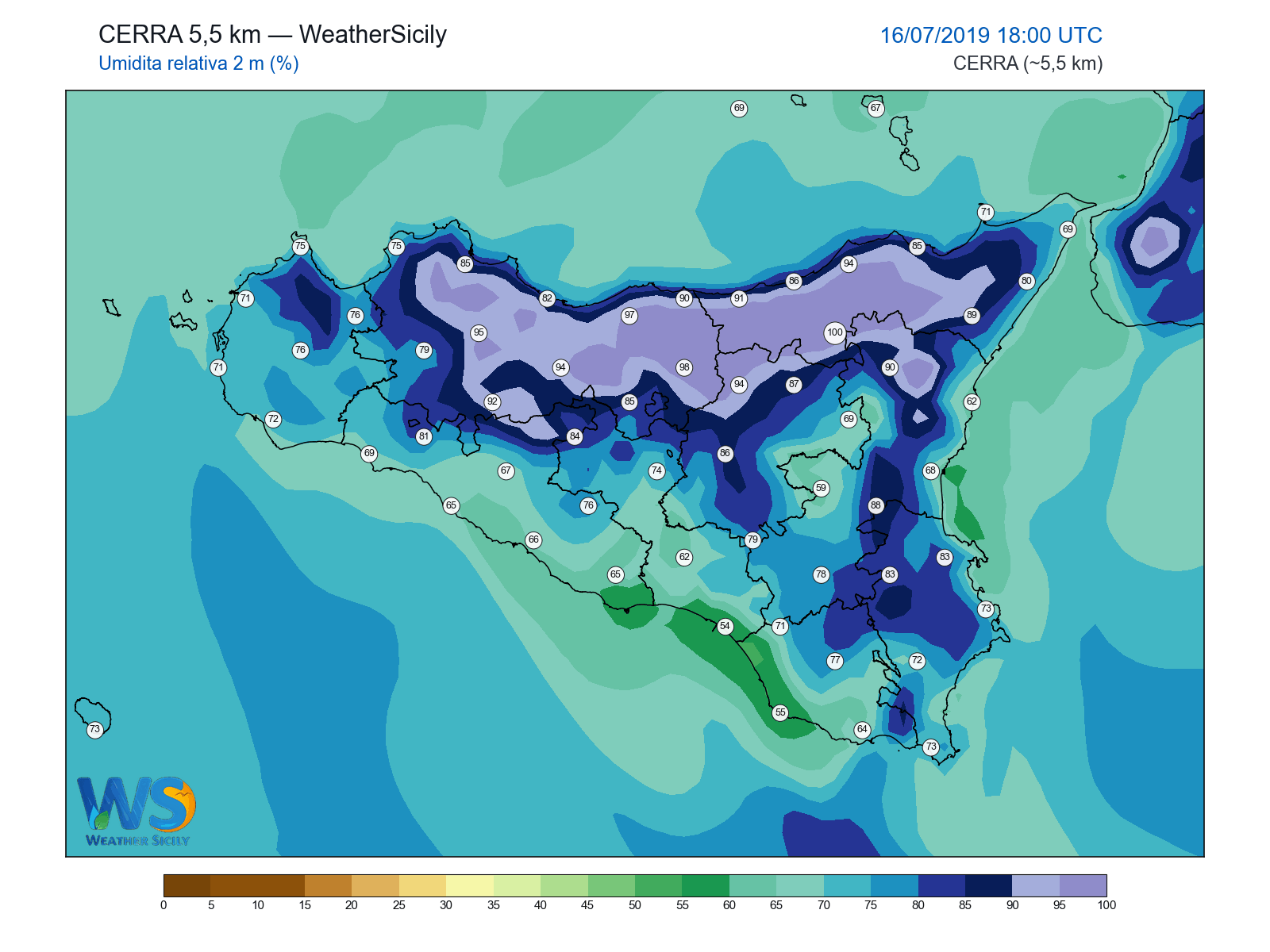 Umidità relativa 2 m · 2019071618