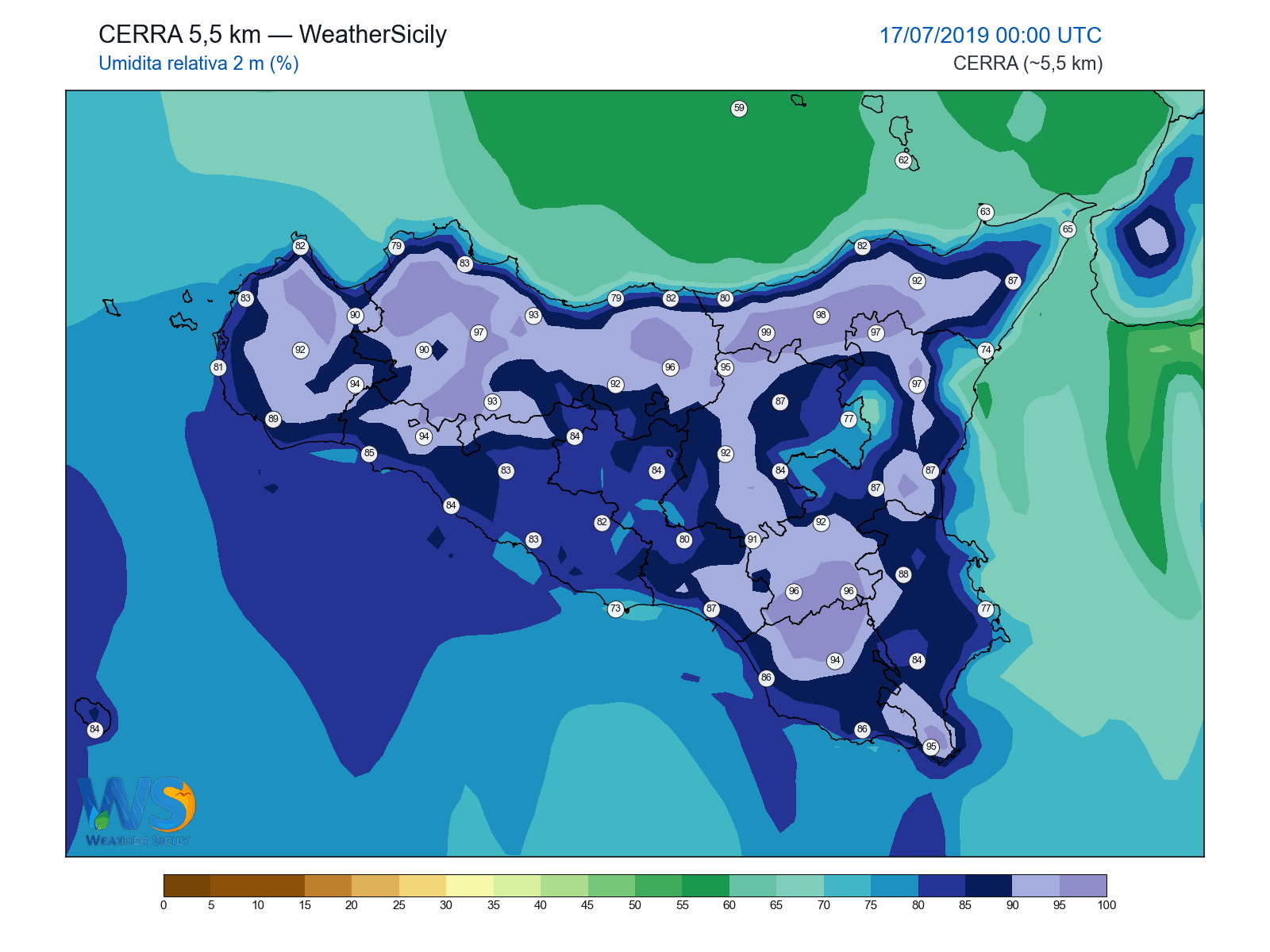 Umidità relativa 2 m · 2019071700