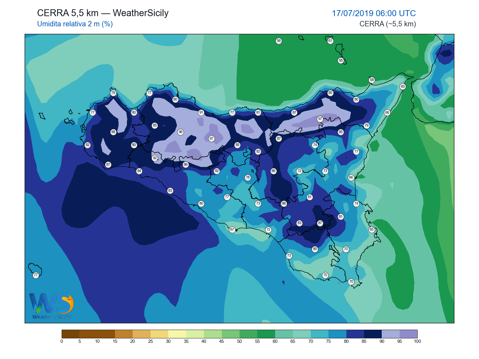 Umidità relativa 2 m · 2019071706