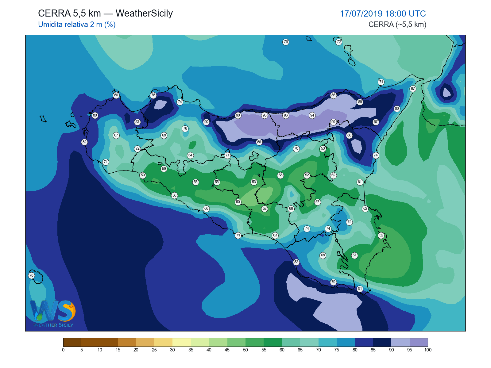 Umidità relativa 2 m · 2019071718