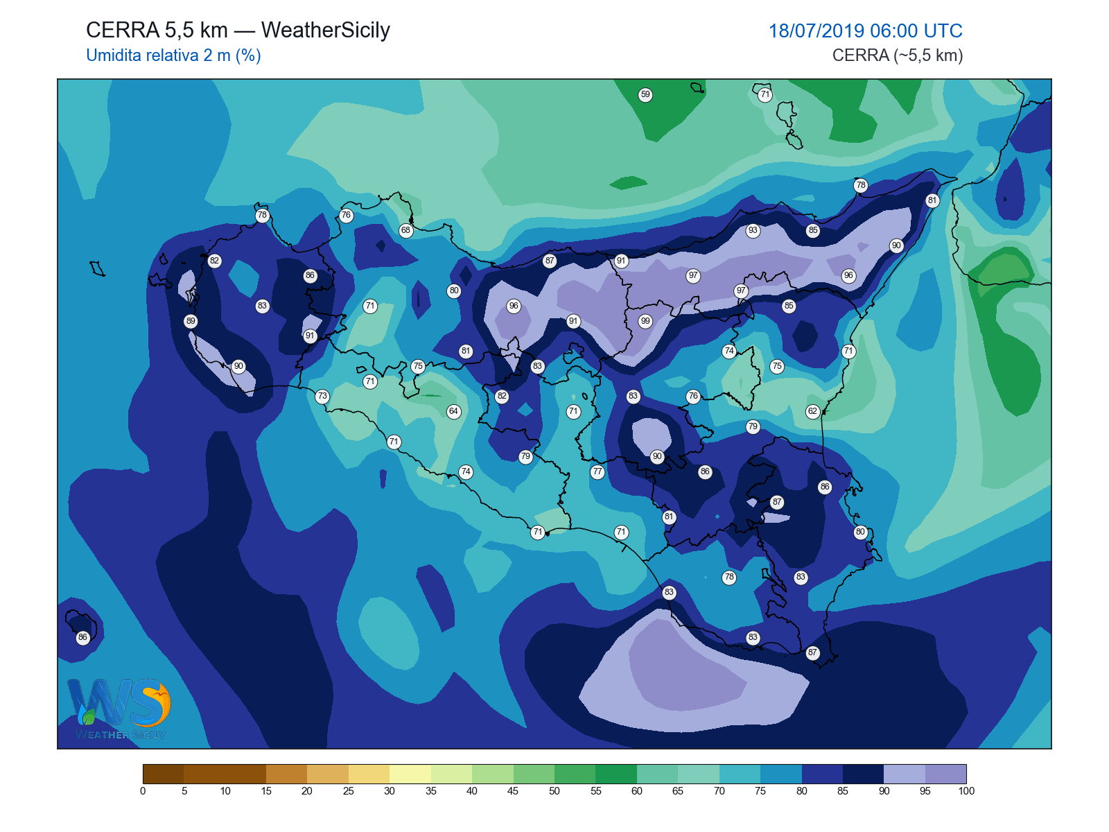 Umidità relativa 2 m · 2019071806