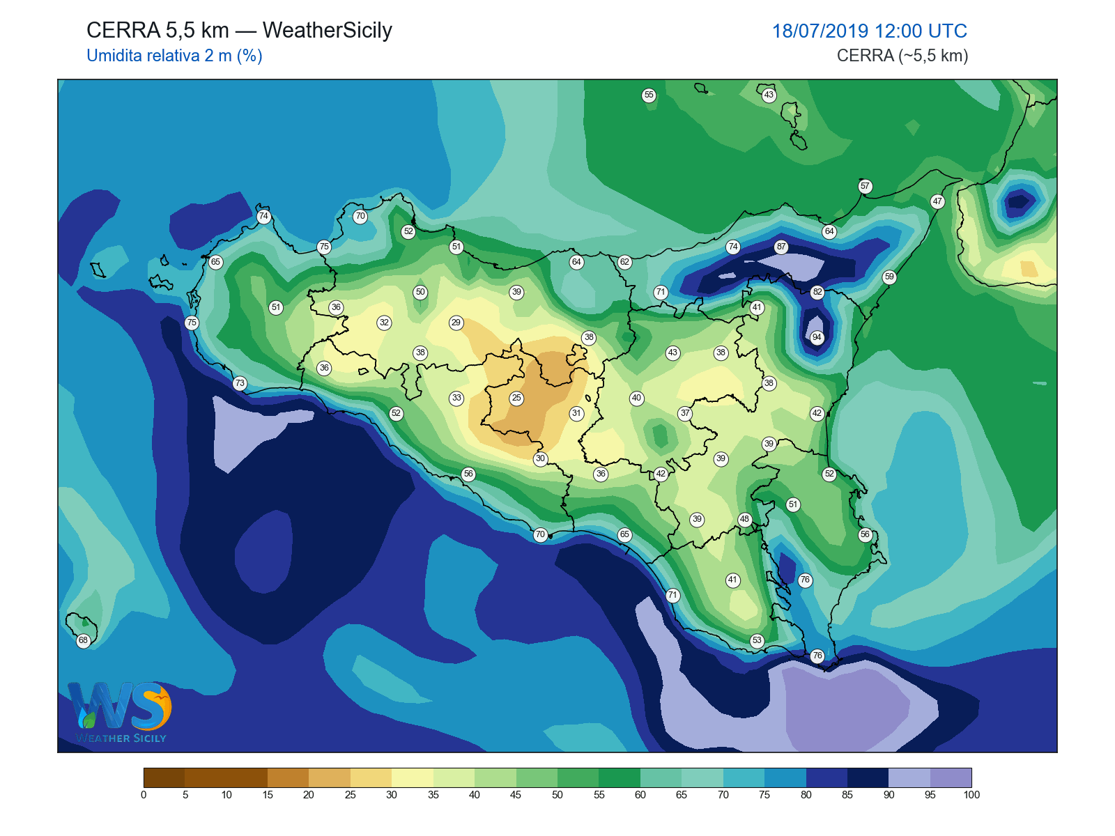 Umidità relativa 2 m · 2019071812