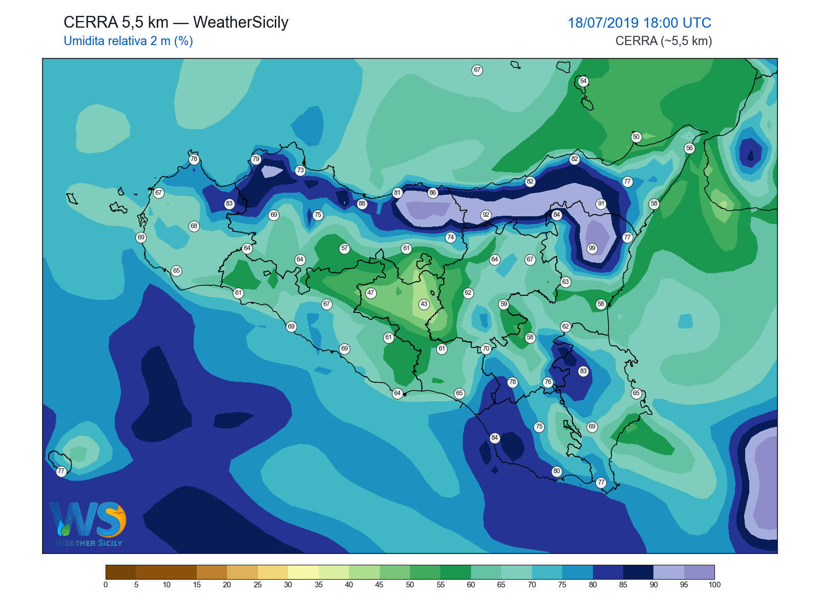 Umidità relativa 2 m · 2019071818