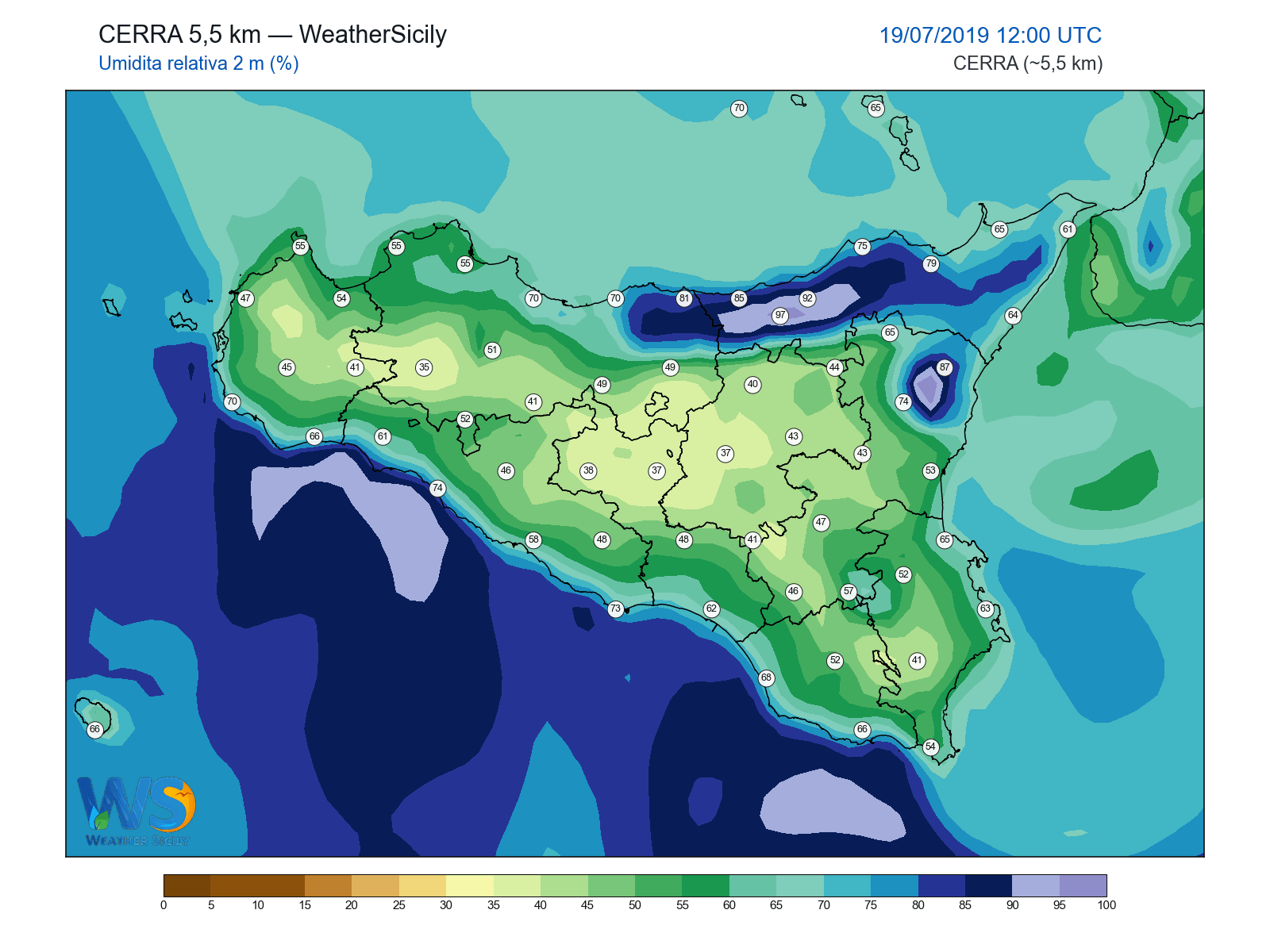 Umidità relativa 2 m · 2019071912