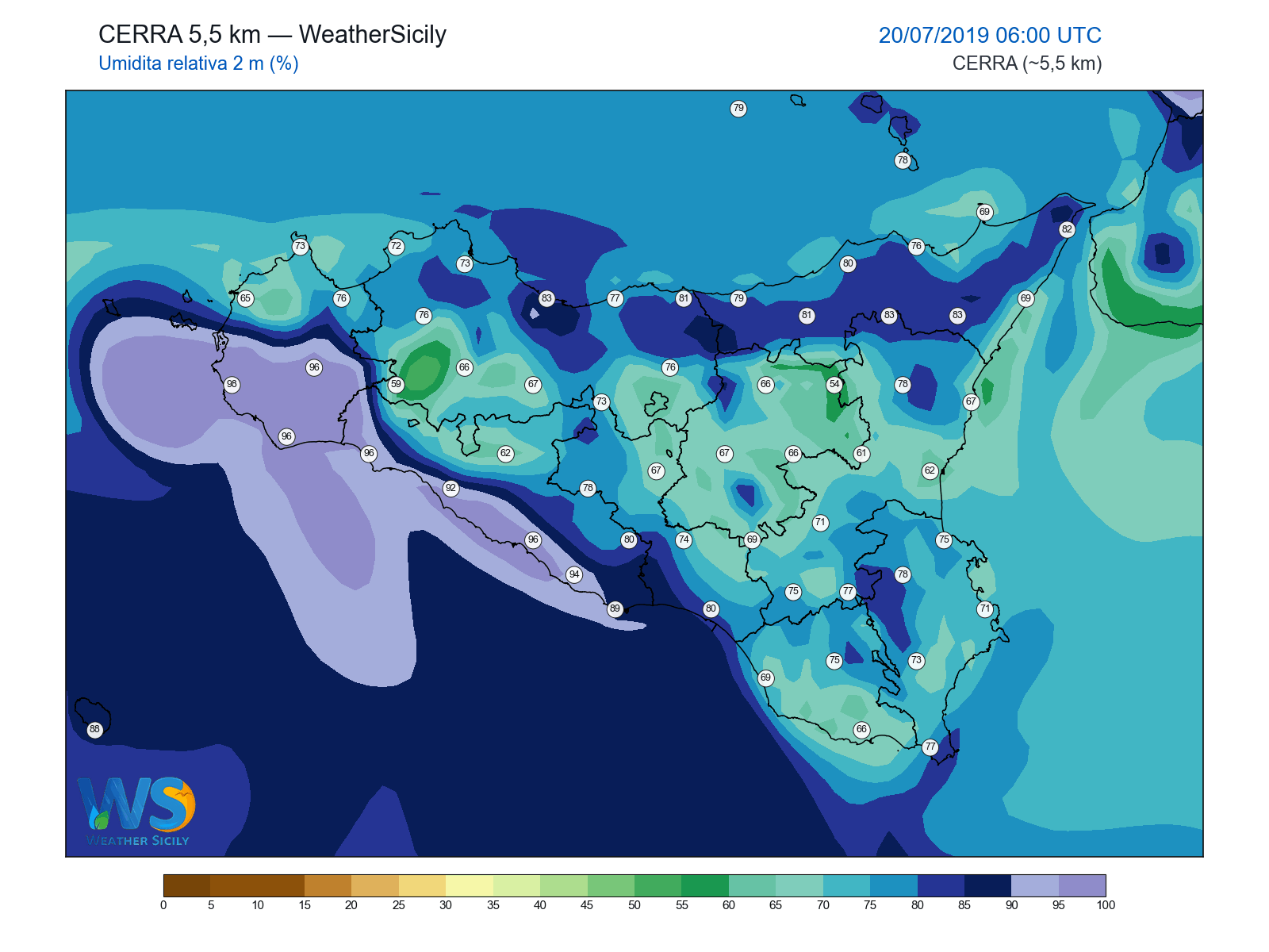 Umidità relativa 2 m · 2019072006