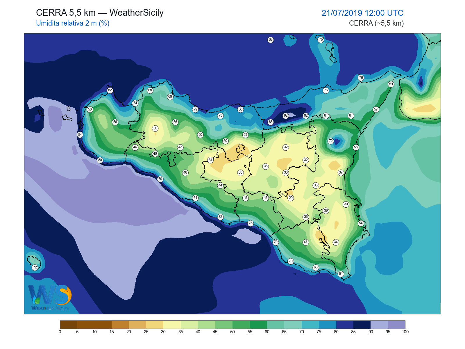 Umidità relativa 2 m · 2019072112