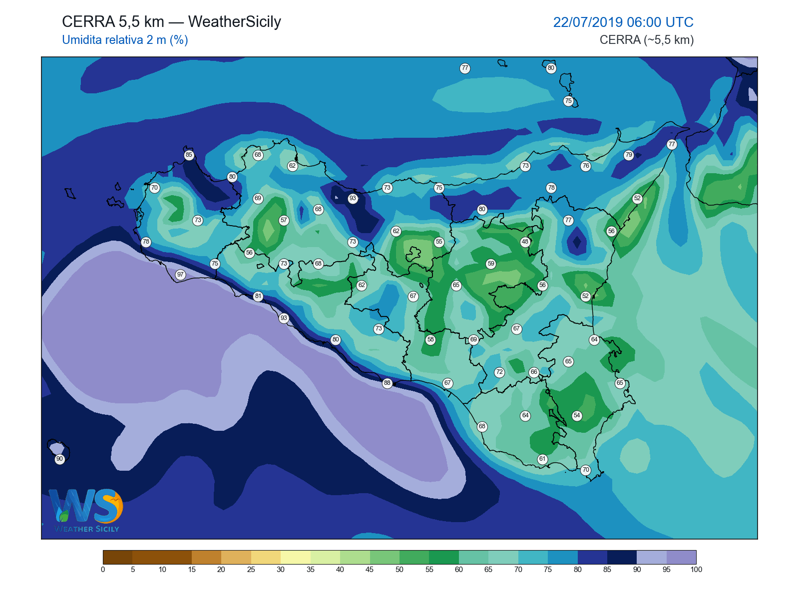 Umidità relativa 2 m · 2019072206