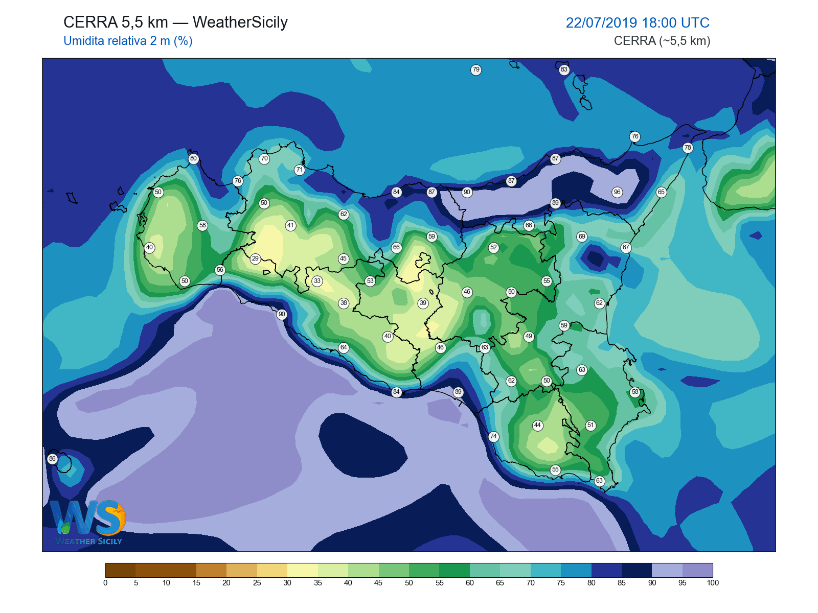 Umidità relativa 2 m · 2019072218