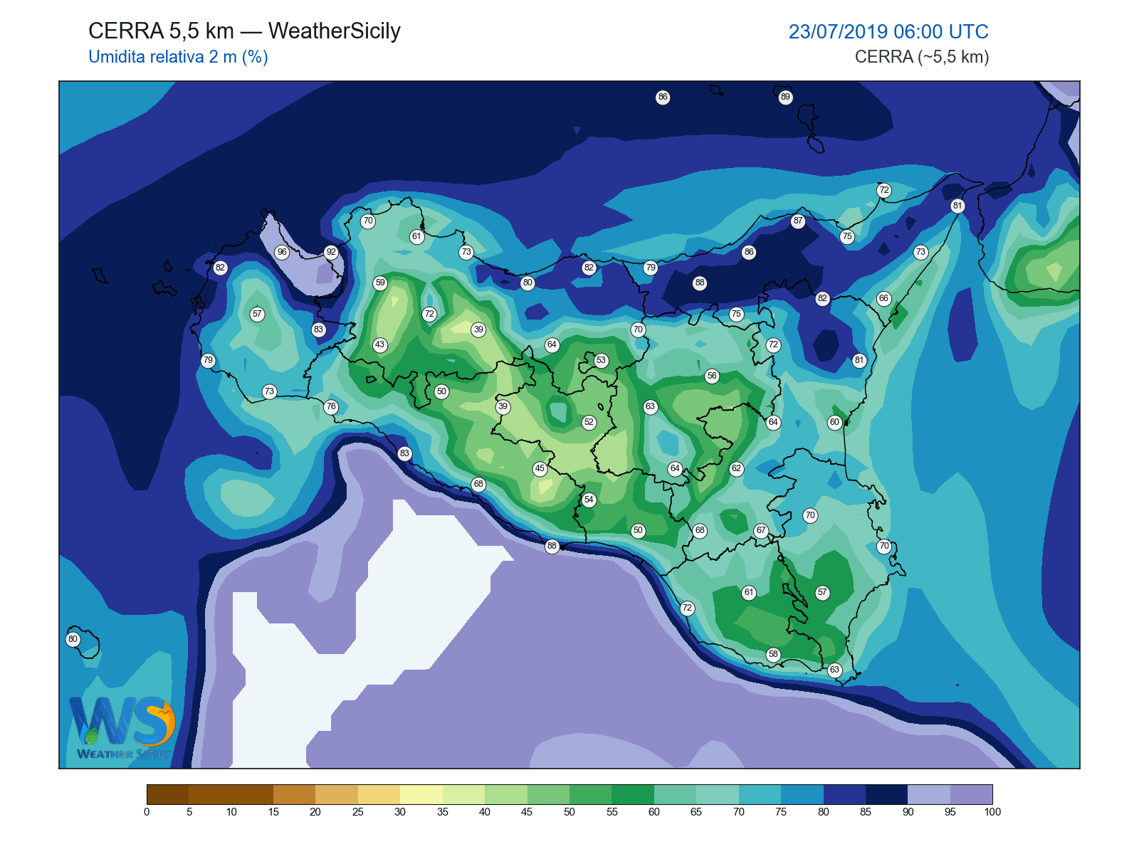 Umidità relativa 2 m · 2019072306