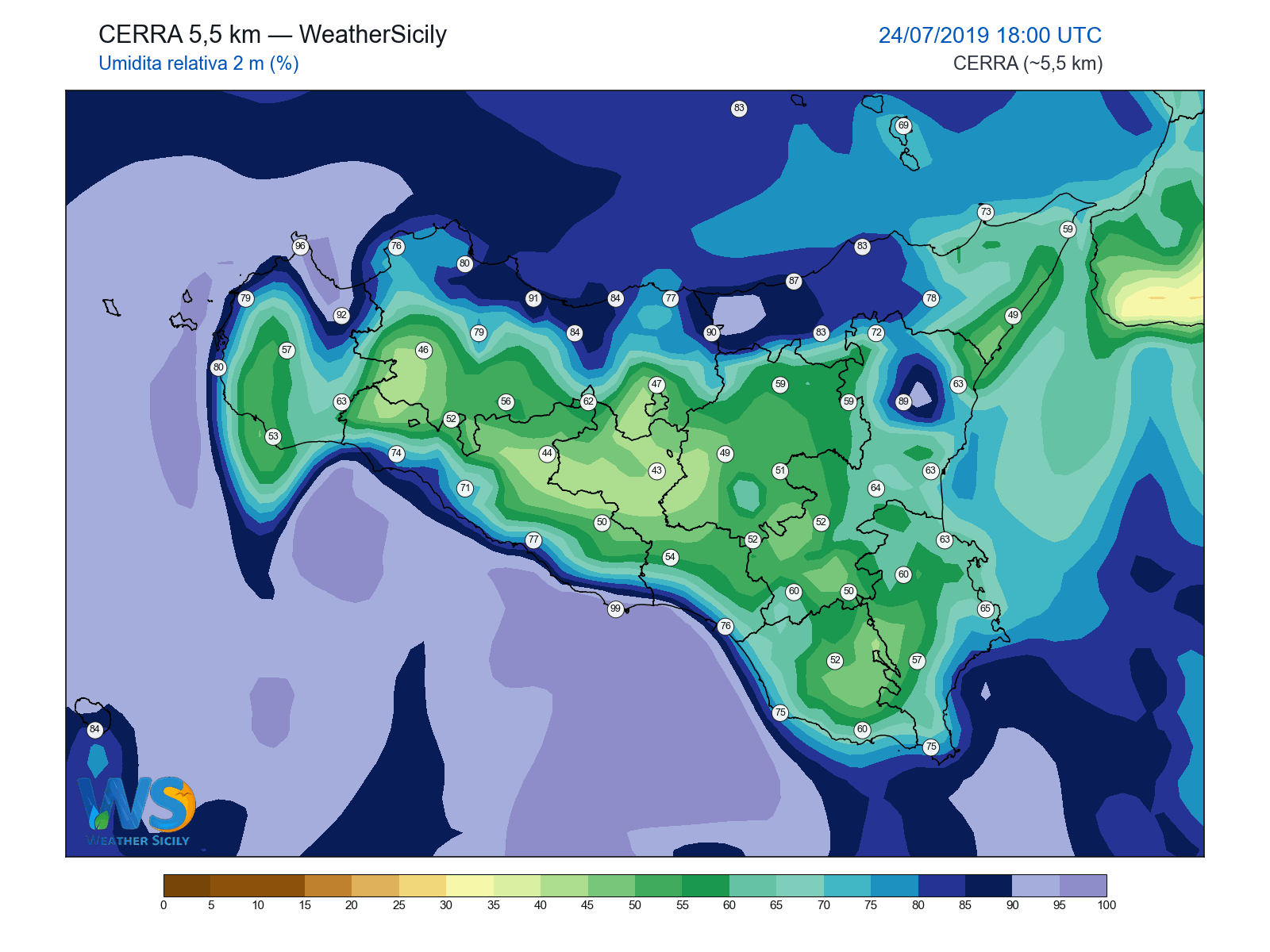 Umidità relativa 2 m · 2019072418