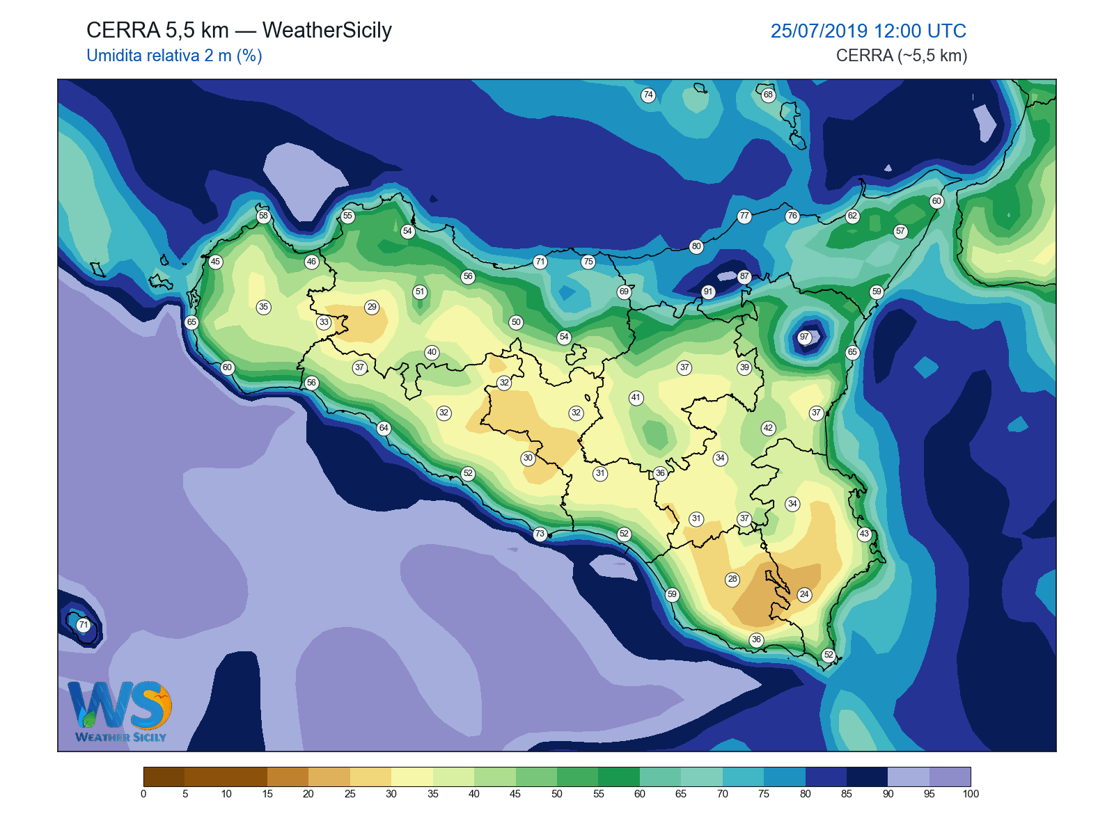 Umidità relativa 2 m · 2019072512
