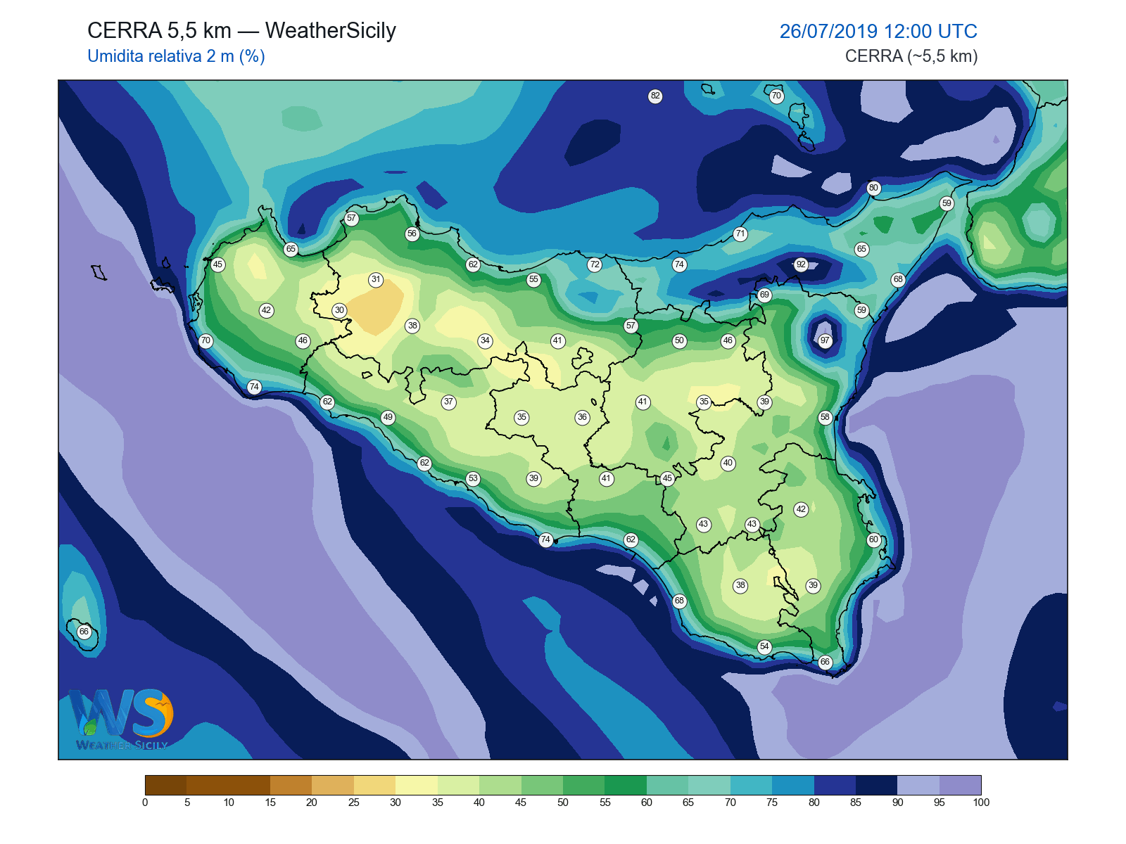 Umidità relativa 2 m · 2019072612