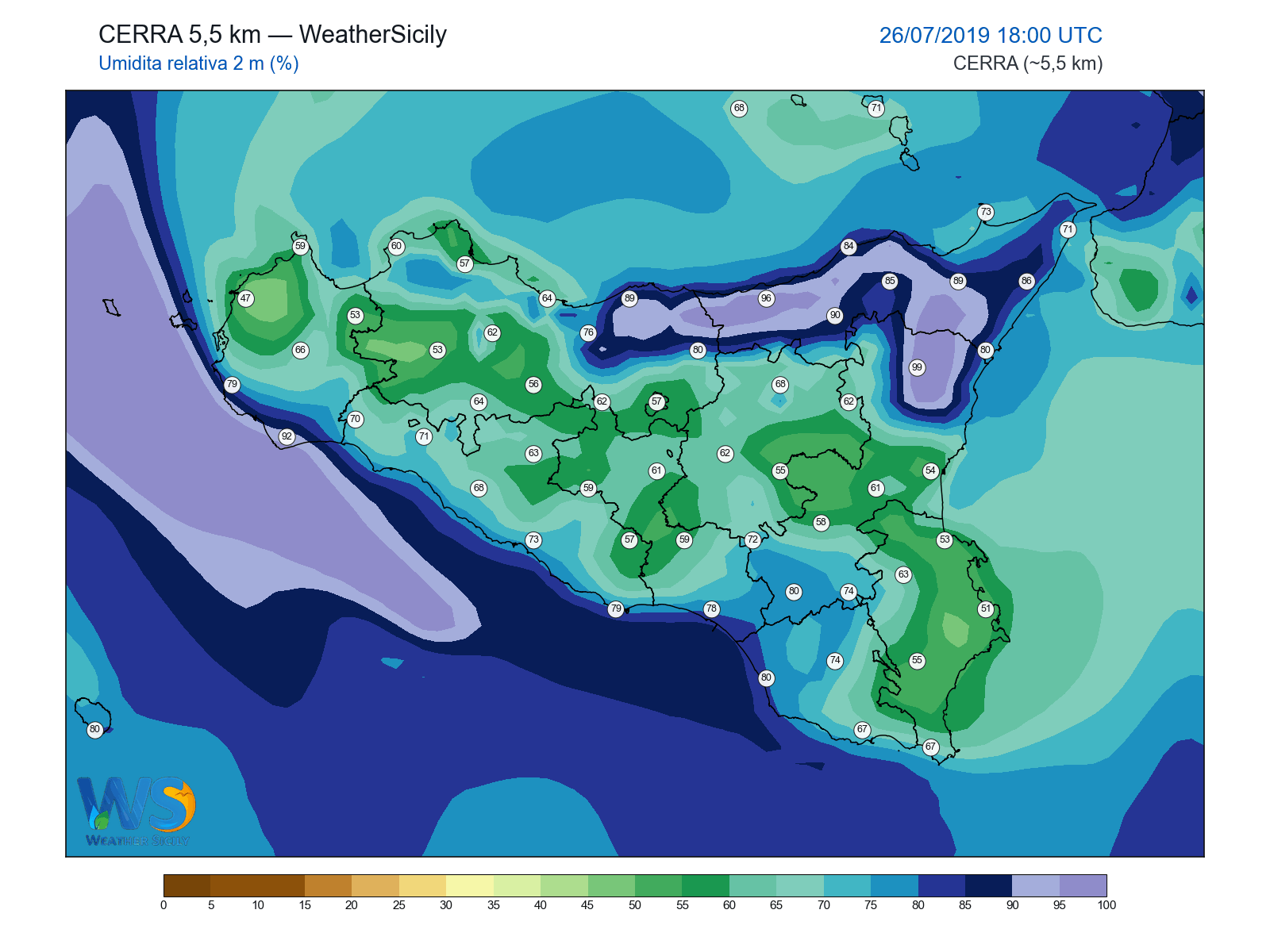 Umidità relativa 2 m · 2019072618