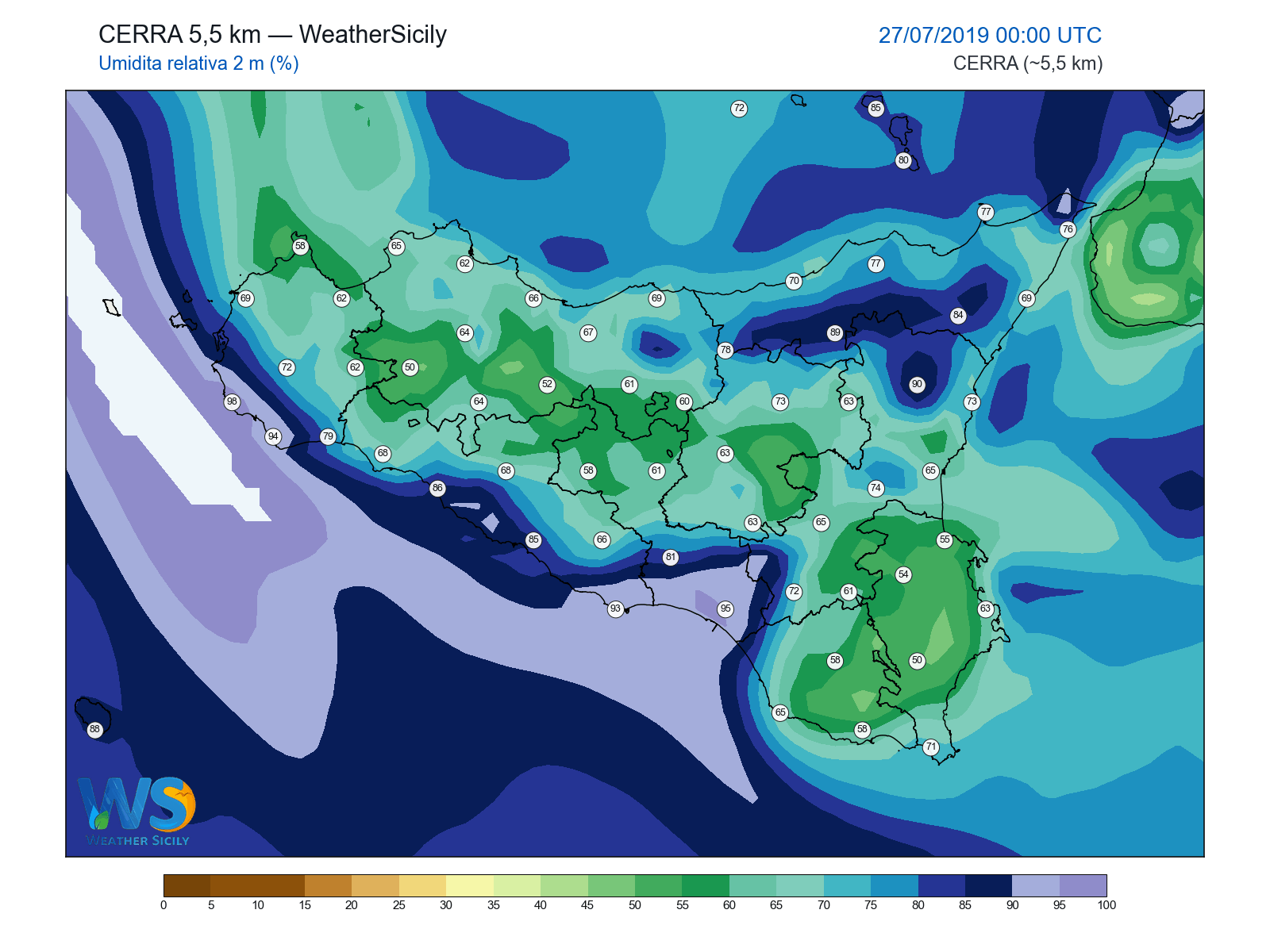Umidità relativa 2 m · 2019072700