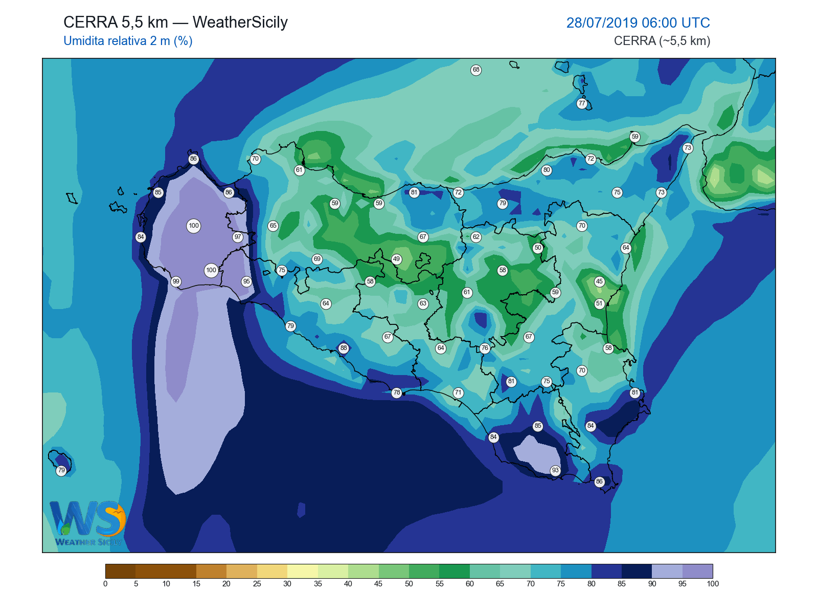 Umidità relativa 2 m · 2019072806