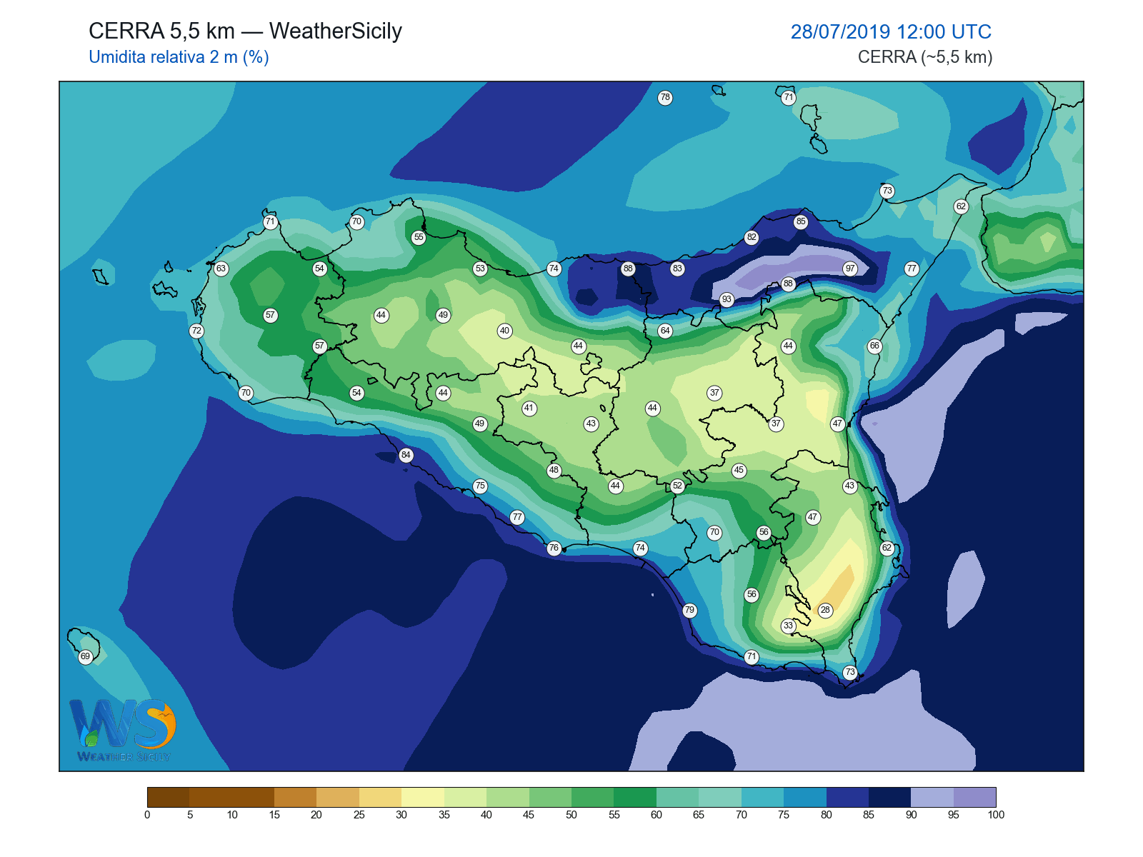 Umidità relativa 2 m · 2019072812