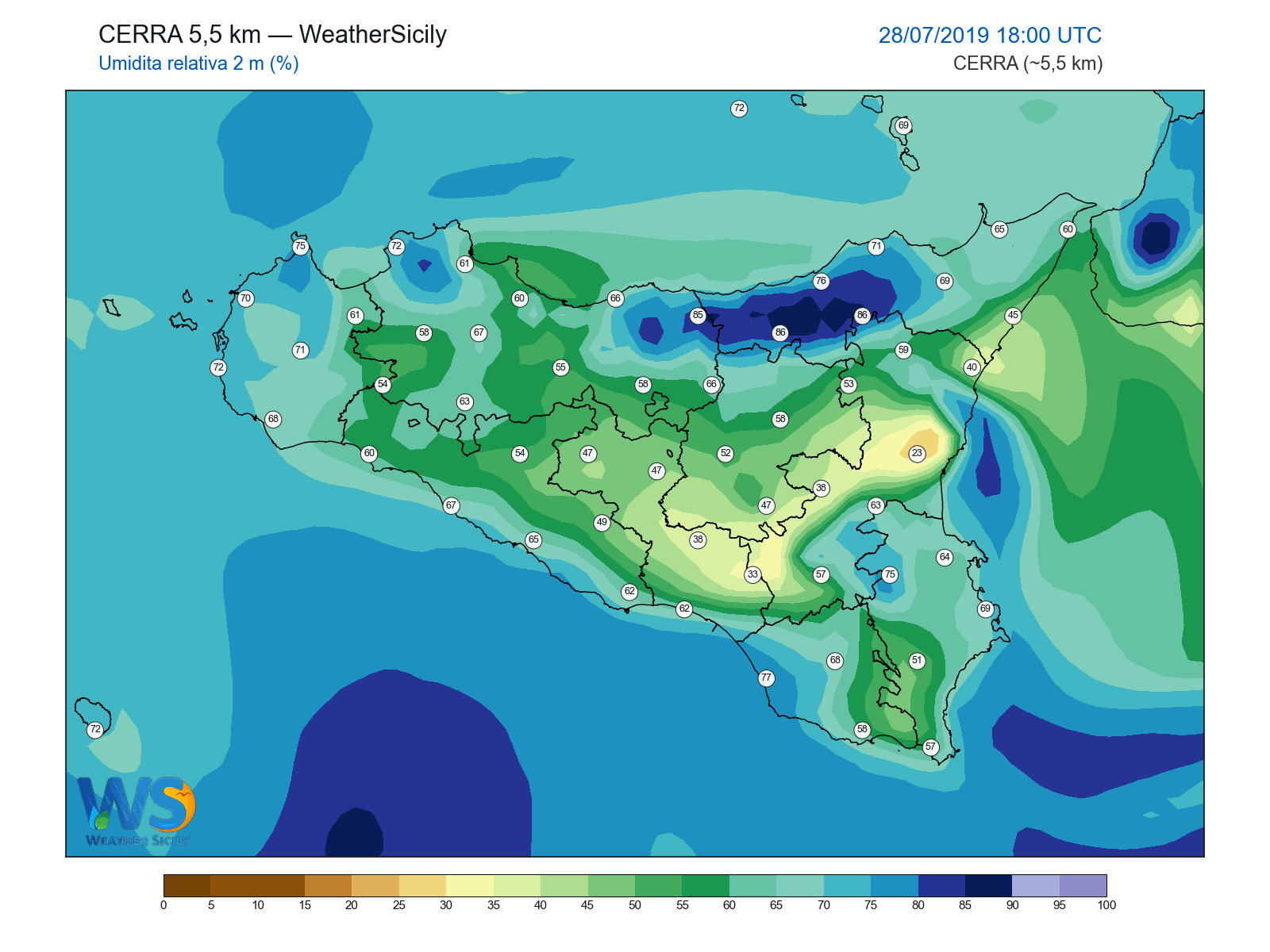 Umidità relativa 2 m · 2019072818