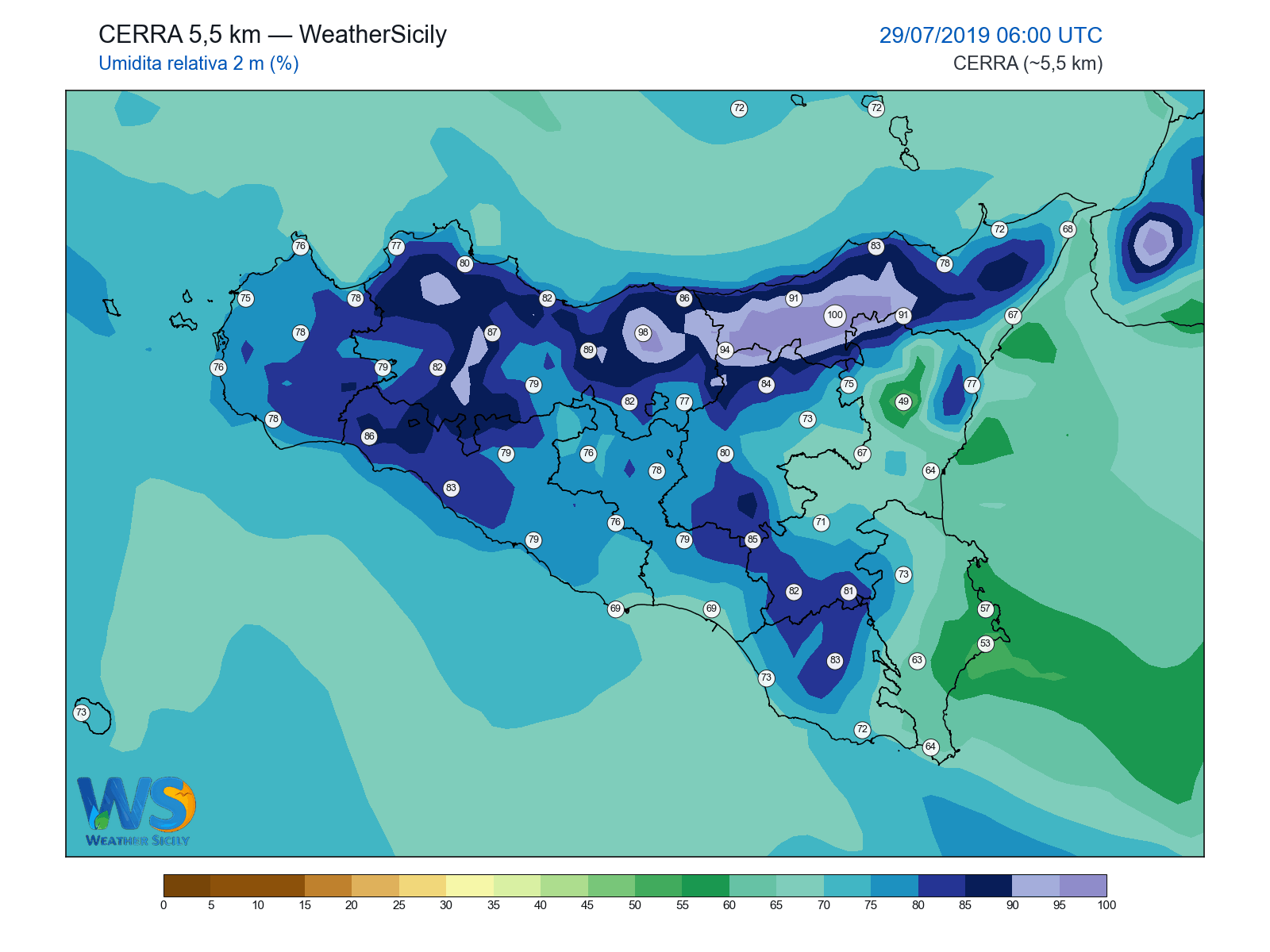 Umidità relativa 2 m · 2019072906