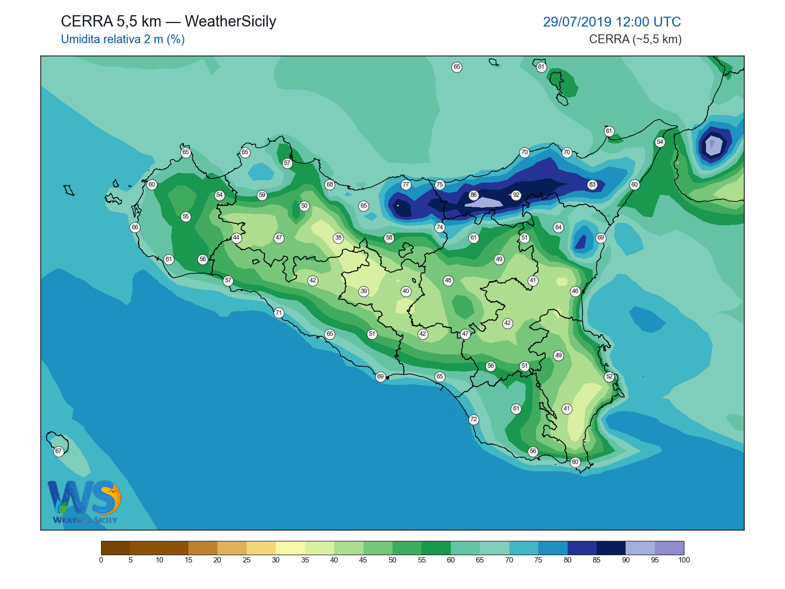 Umidità relativa 2 m · 2019072912