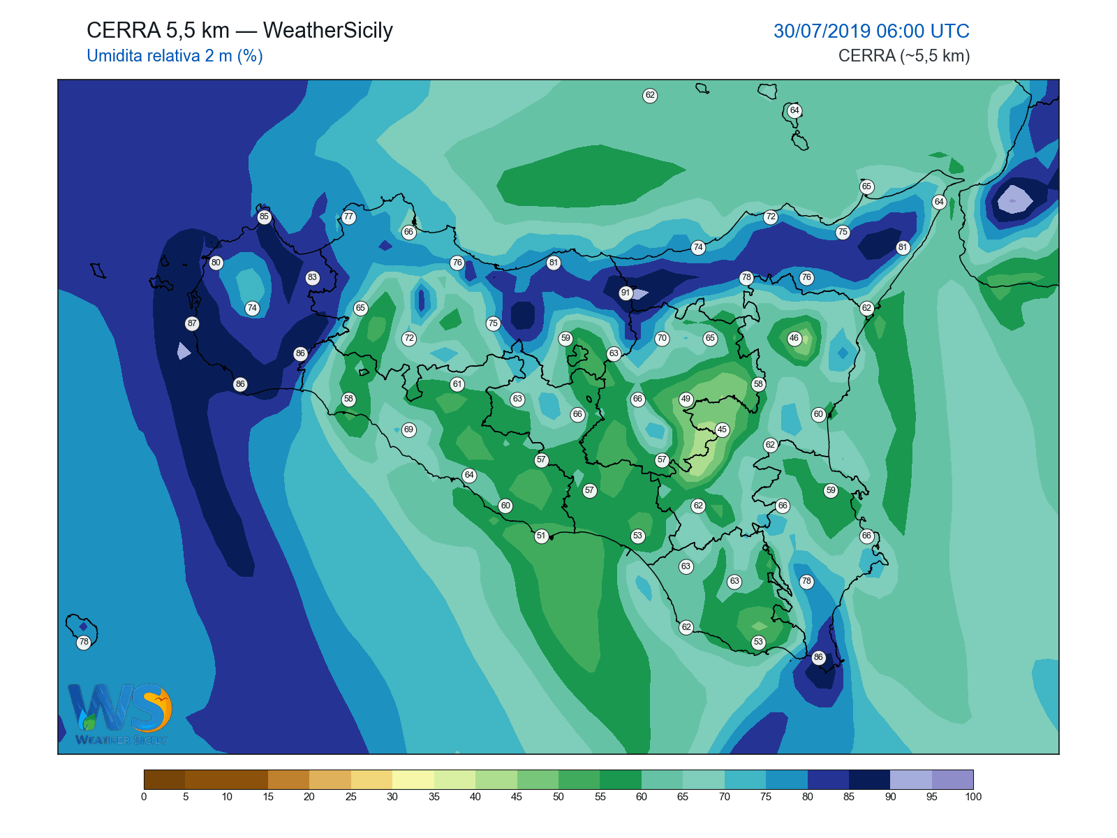 Umidità relativa 2 m · 2019073006