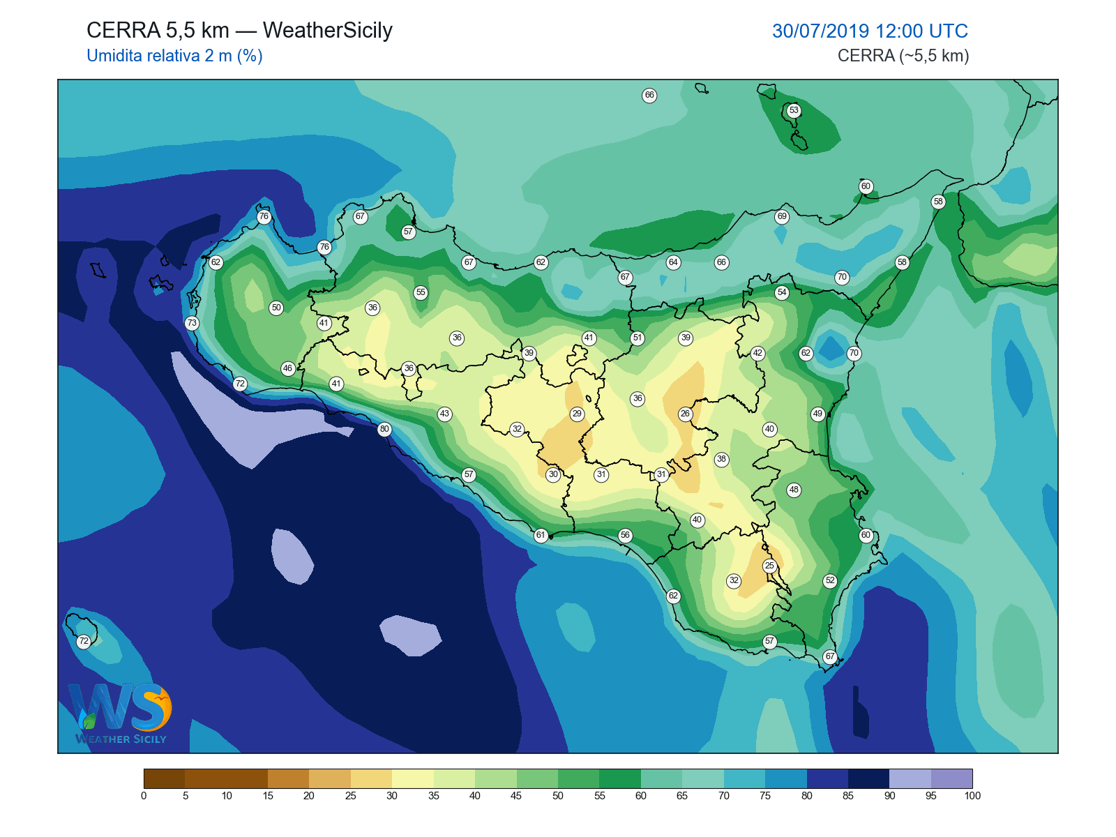 Umidità relativa 2 m · 2019073012
