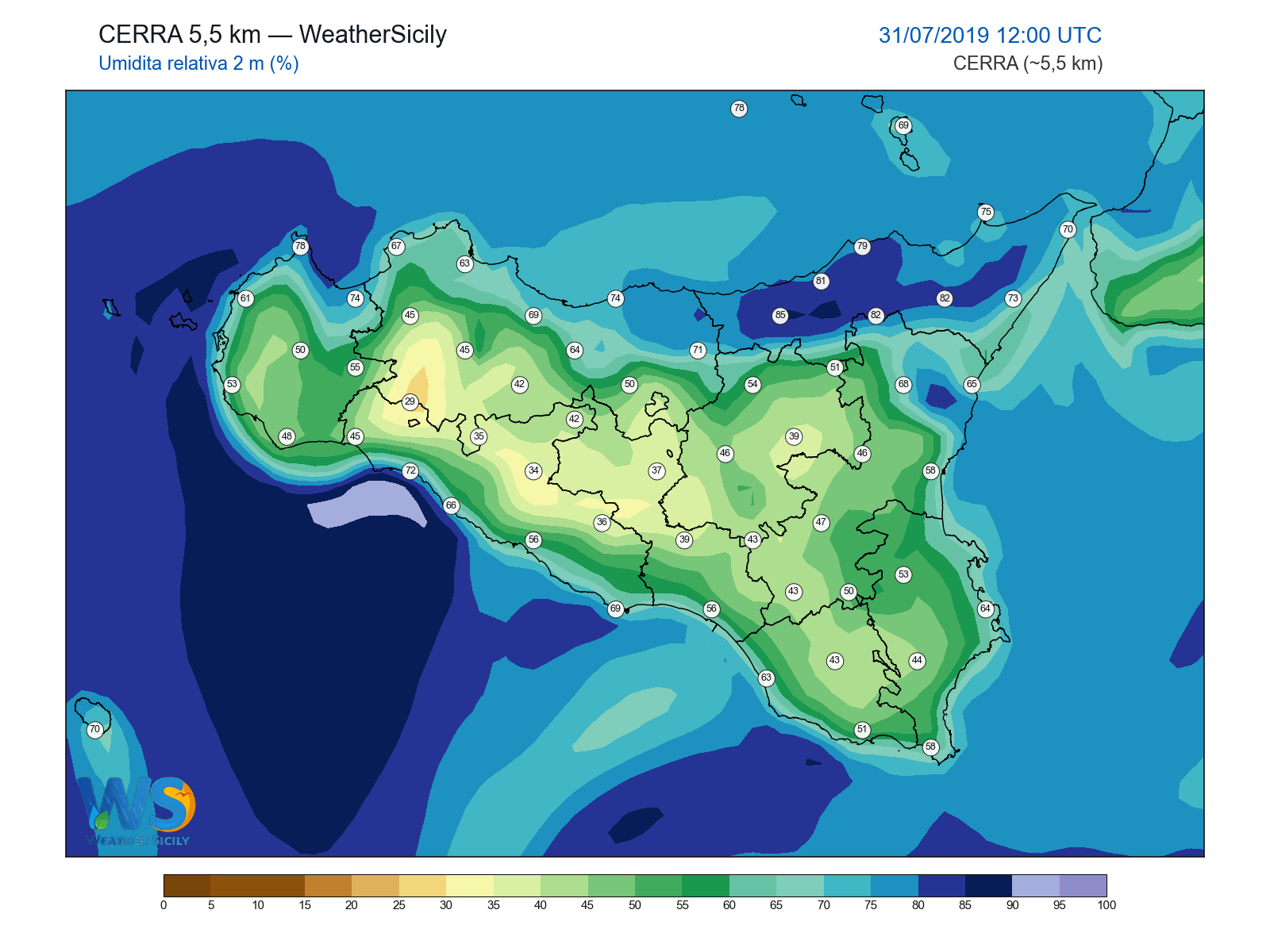 Umidità relativa 2 m · 2019073112