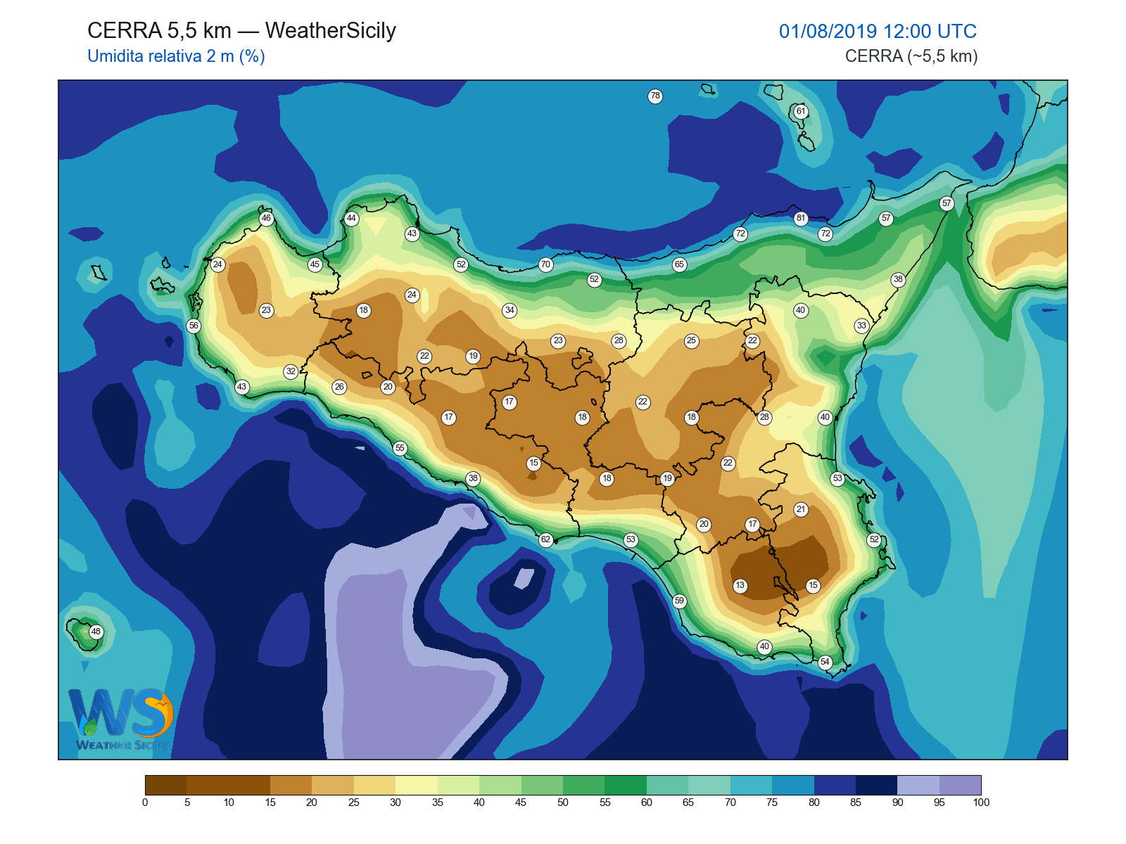 Umidità relativa 2 m · 2019080112