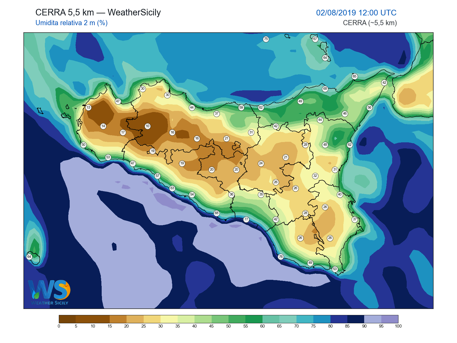 Umidità relativa 2 m · 2019080212