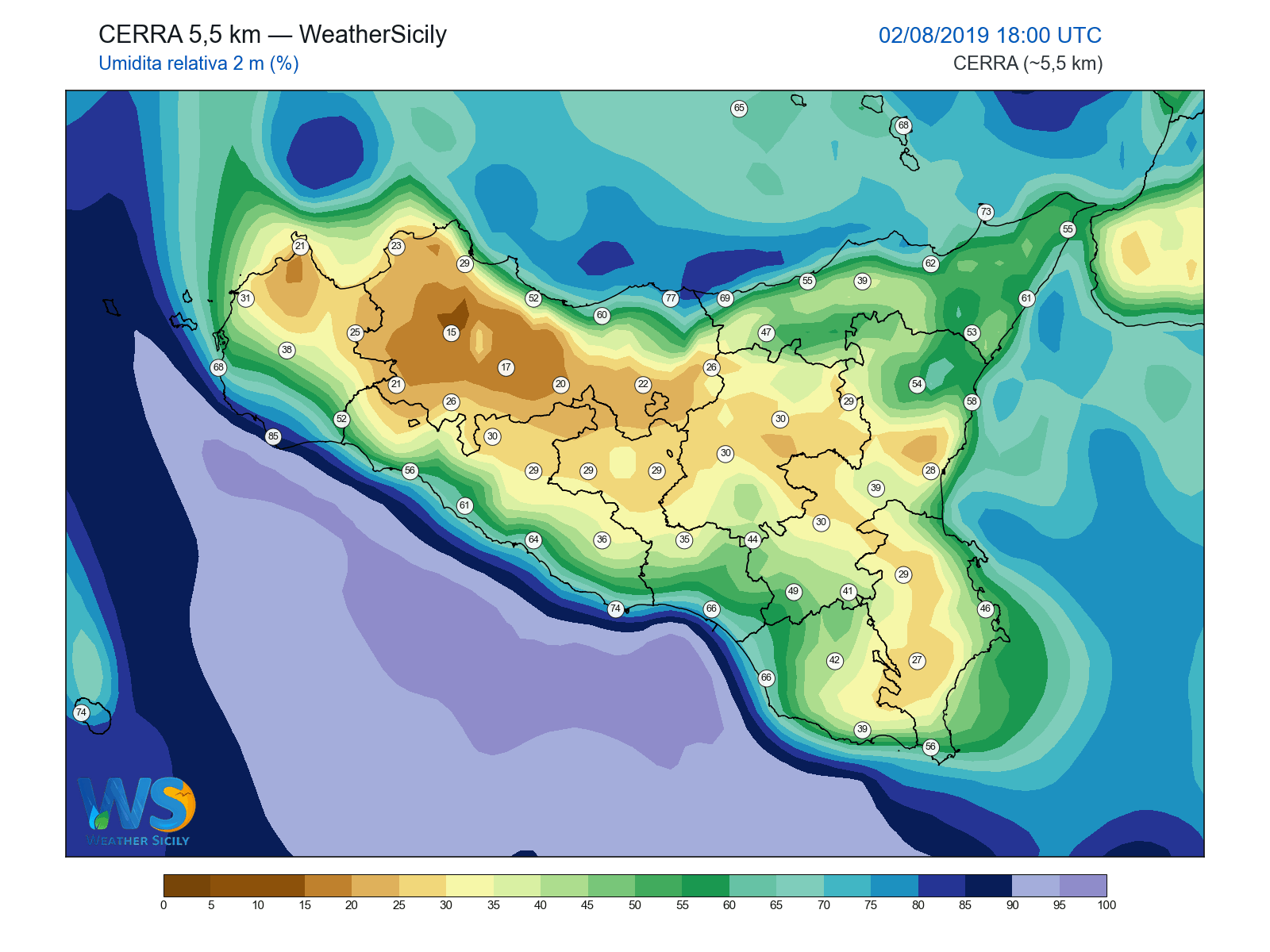 Umidità relativa 2 m · 2019080218