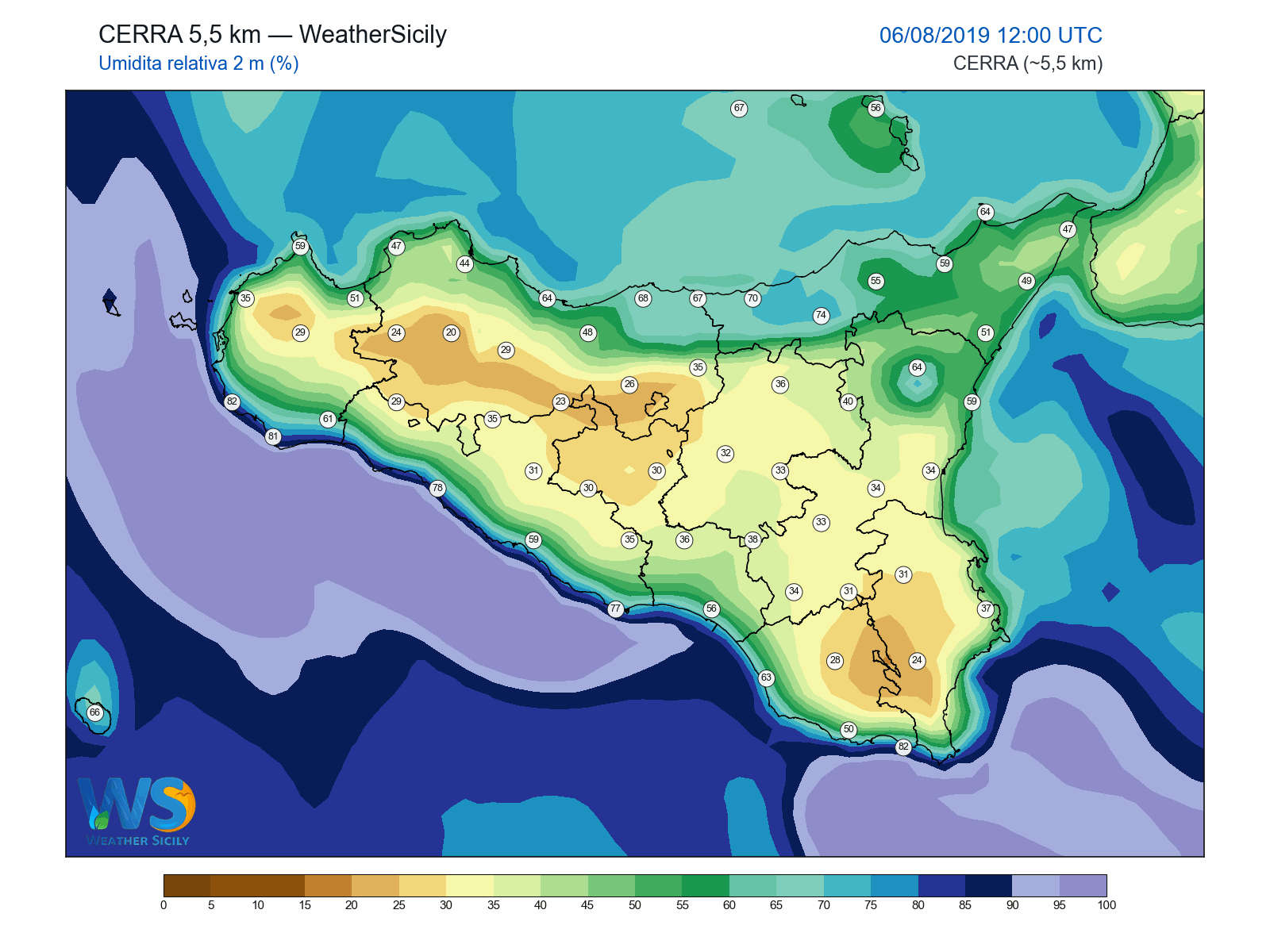 Umidità relativa 2 m · 2019080612