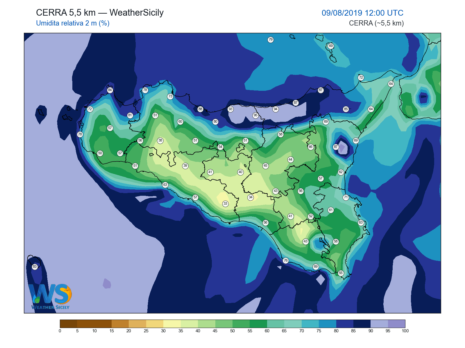 Umidità relativa 2 m · 2019080912