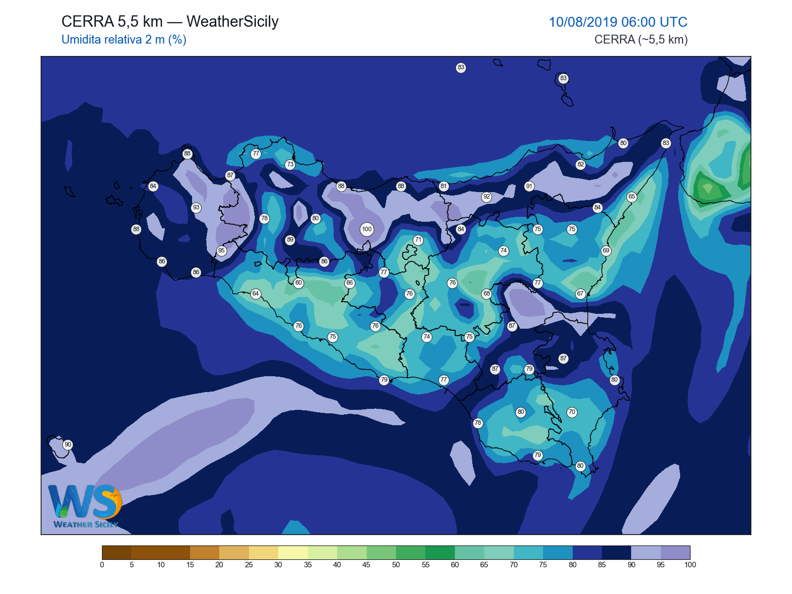 Umidità relativa 2 m · 2019081006
