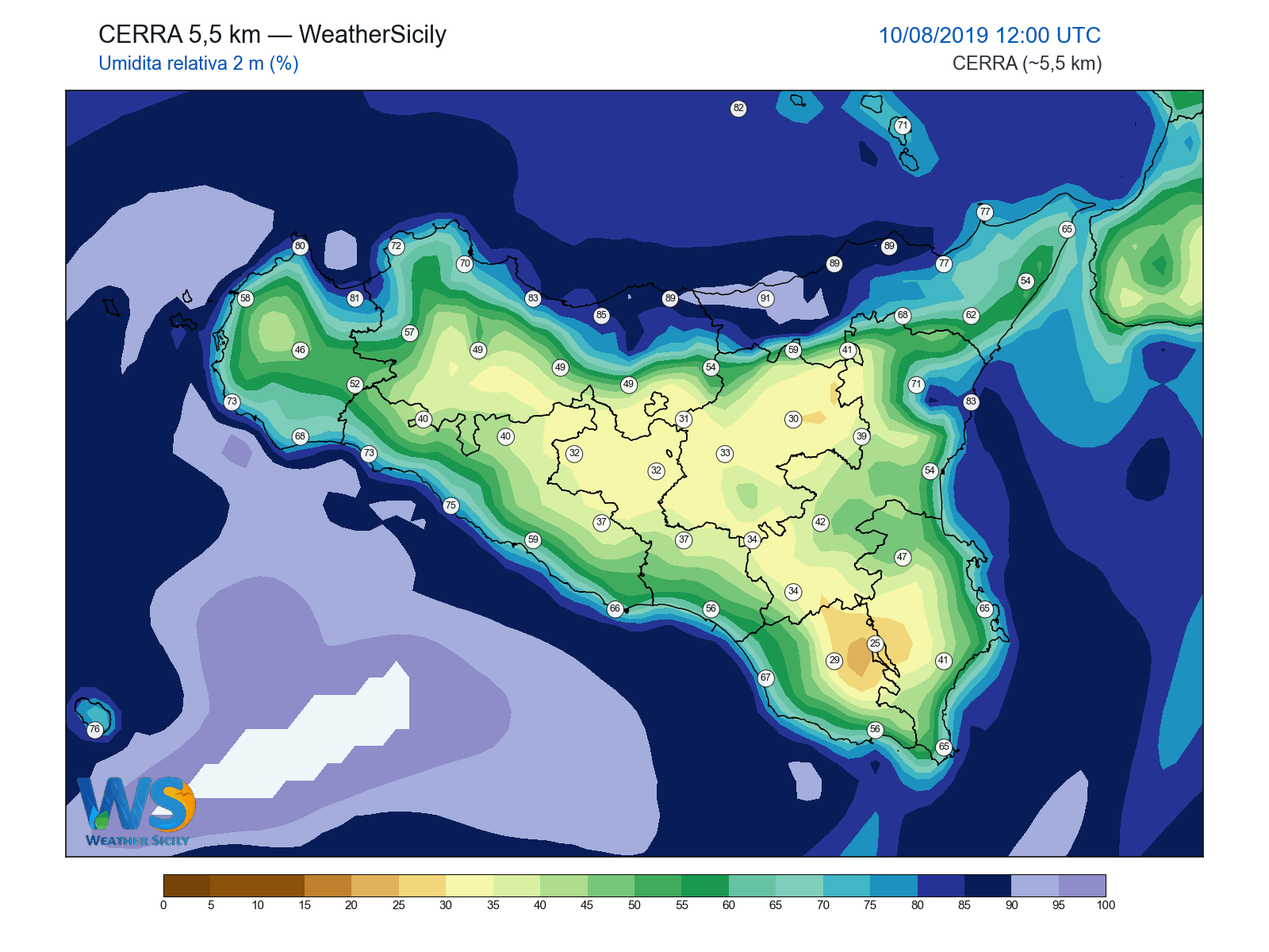 Umidità relativa 2 m · 2019081012