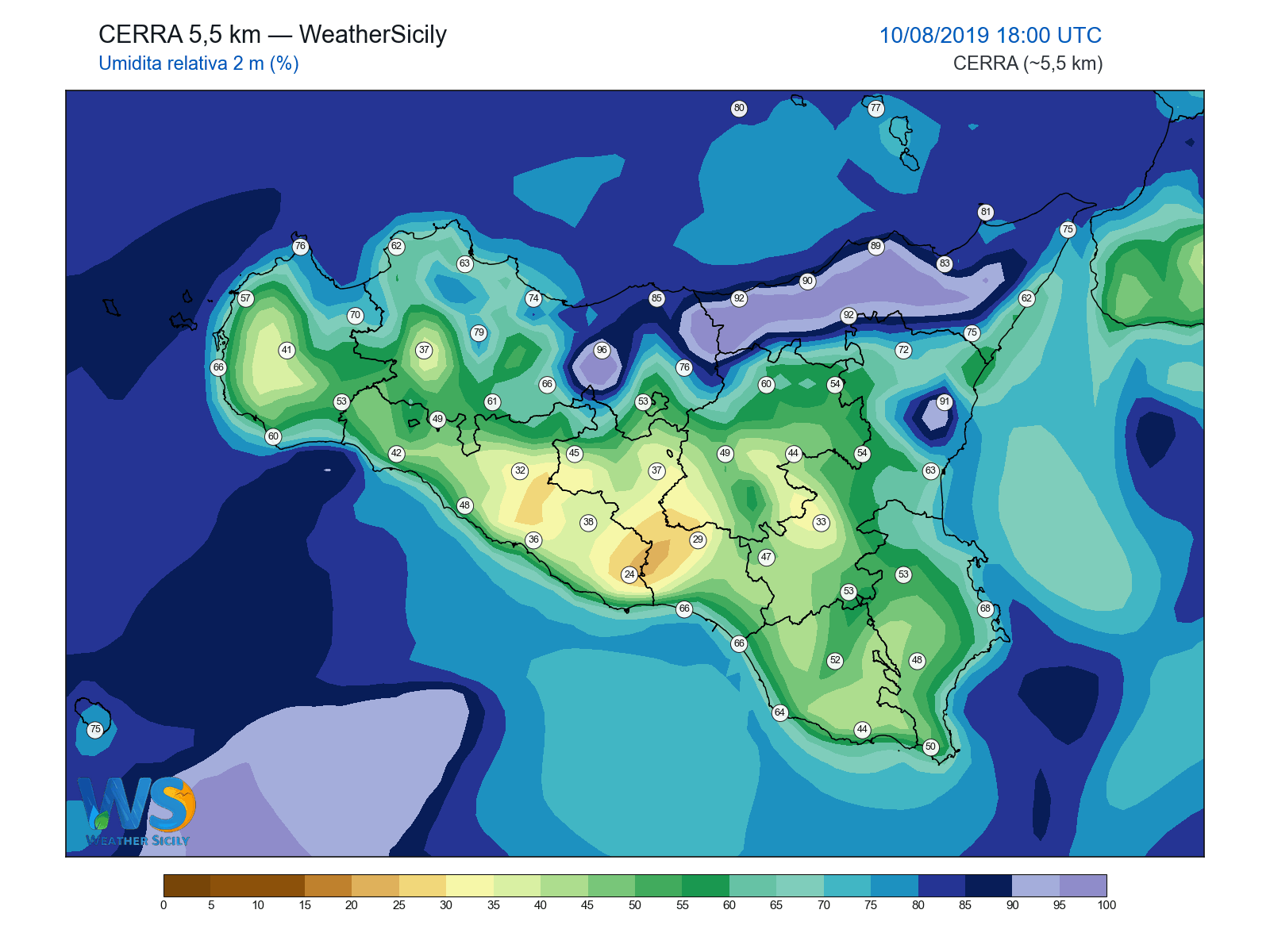 Umidità relativa 2 m · 2019081018
