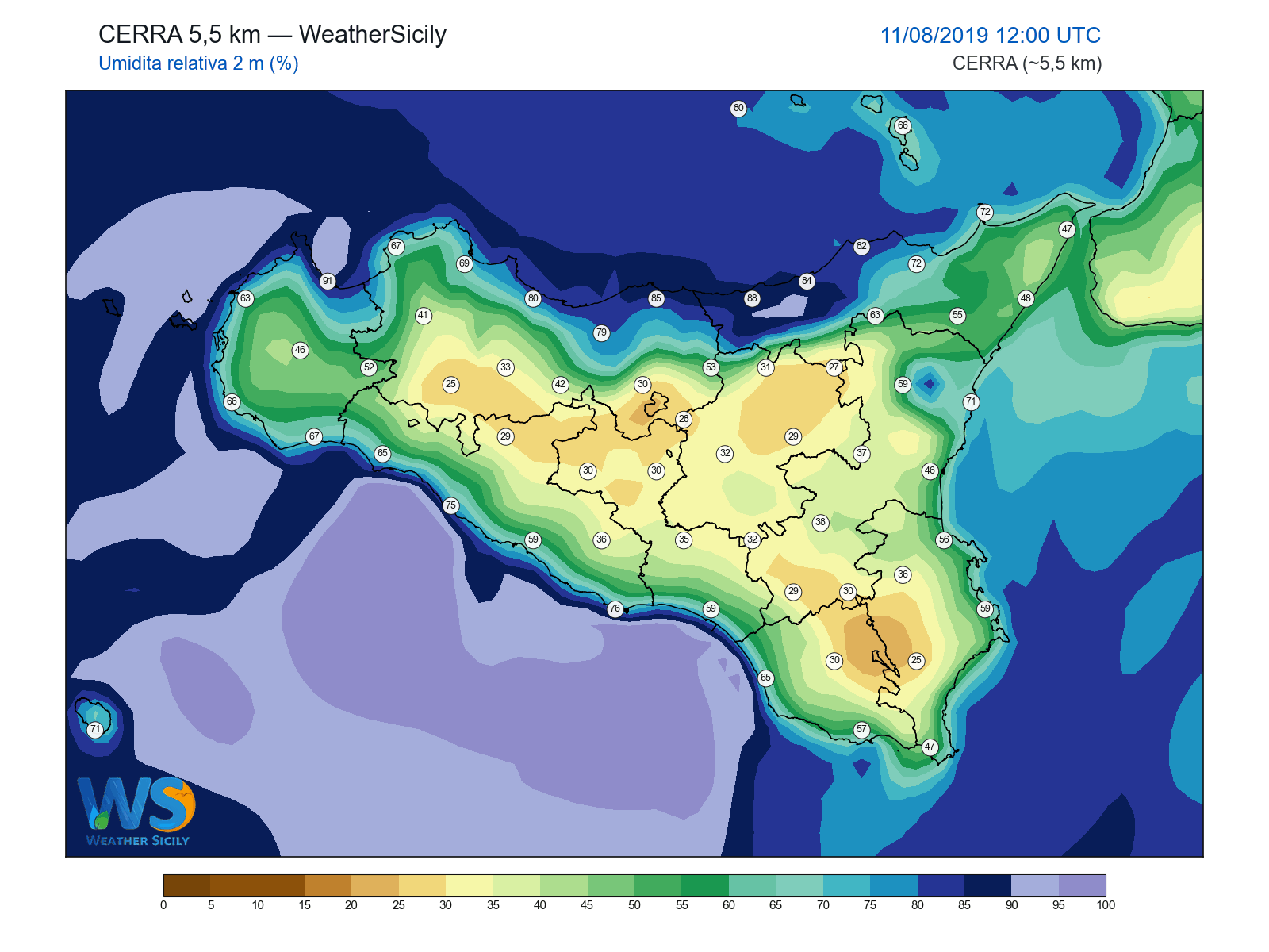 Umidità relativa 2 m · 2019081112
