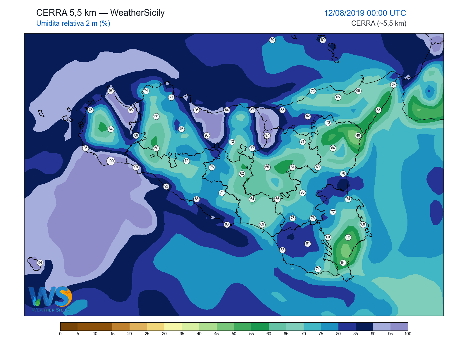 Umidità relativa 2 m · 2019081200