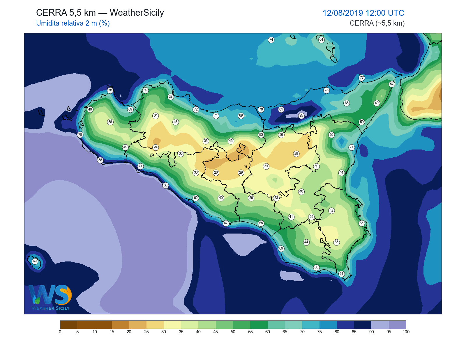 Umidità relativa 2 m · 2019081212