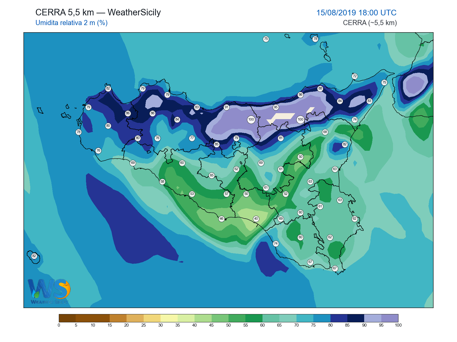Umidità relativa 2 m · 2019081518